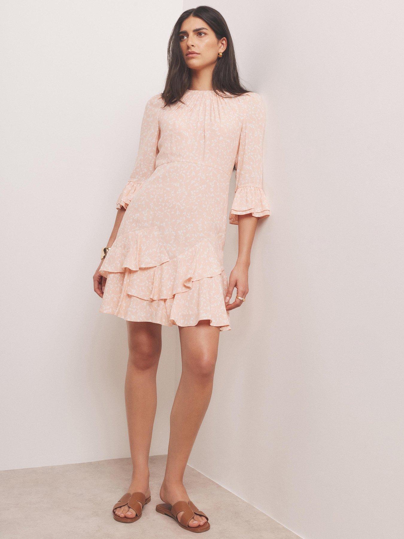 Mint Velvet Floral Ruffle Mini Dress - Pink