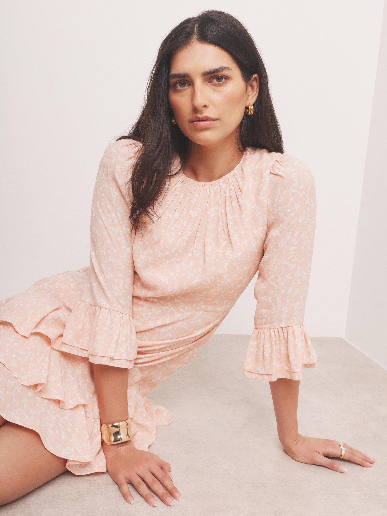 Image 2 of 6 of Mint Velvet Floral Ruffle Mini Dress - Pink