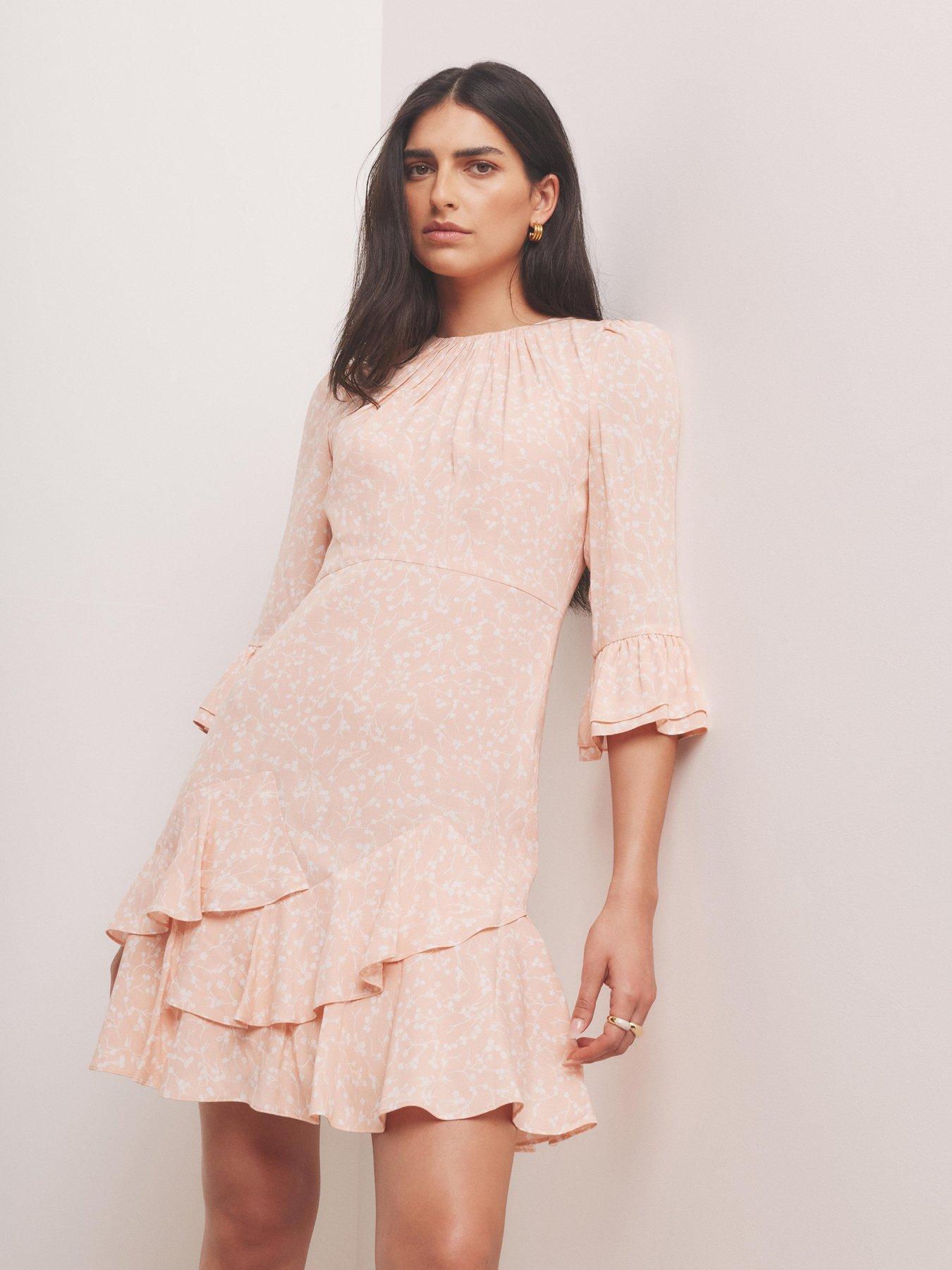 Image 3 of 6 of Mint Velvet Floral Ruffle Mini Dress - Pink