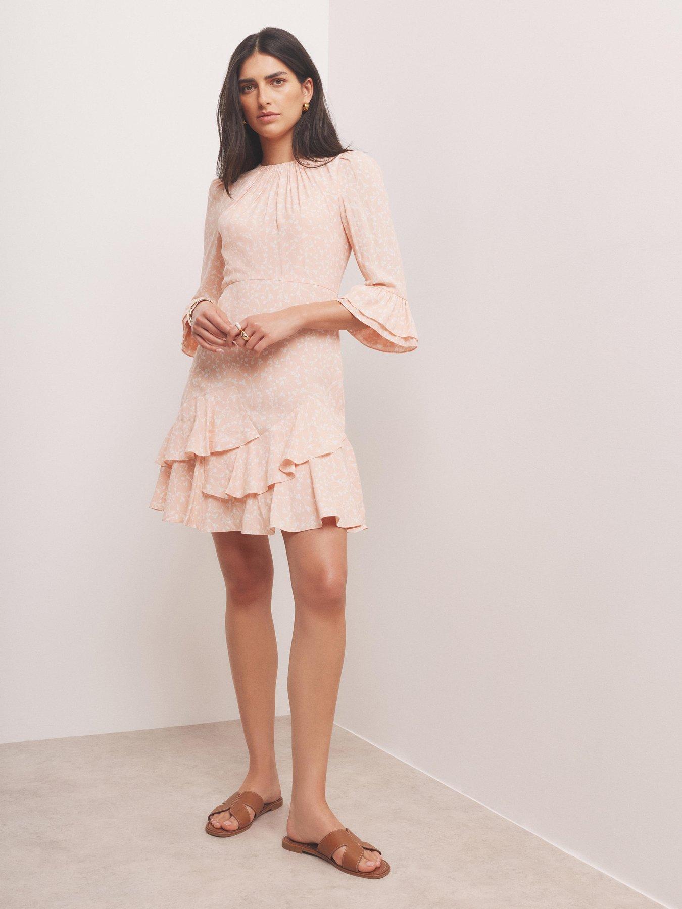Image 4 of 6 of Mint Velvet Floral Ruffle Mini Dress - Pink