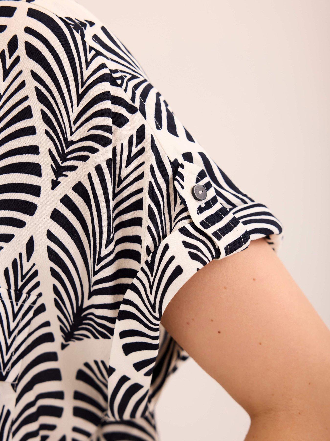  image of mint-velvet-blue-leaf-print-resort-shirt