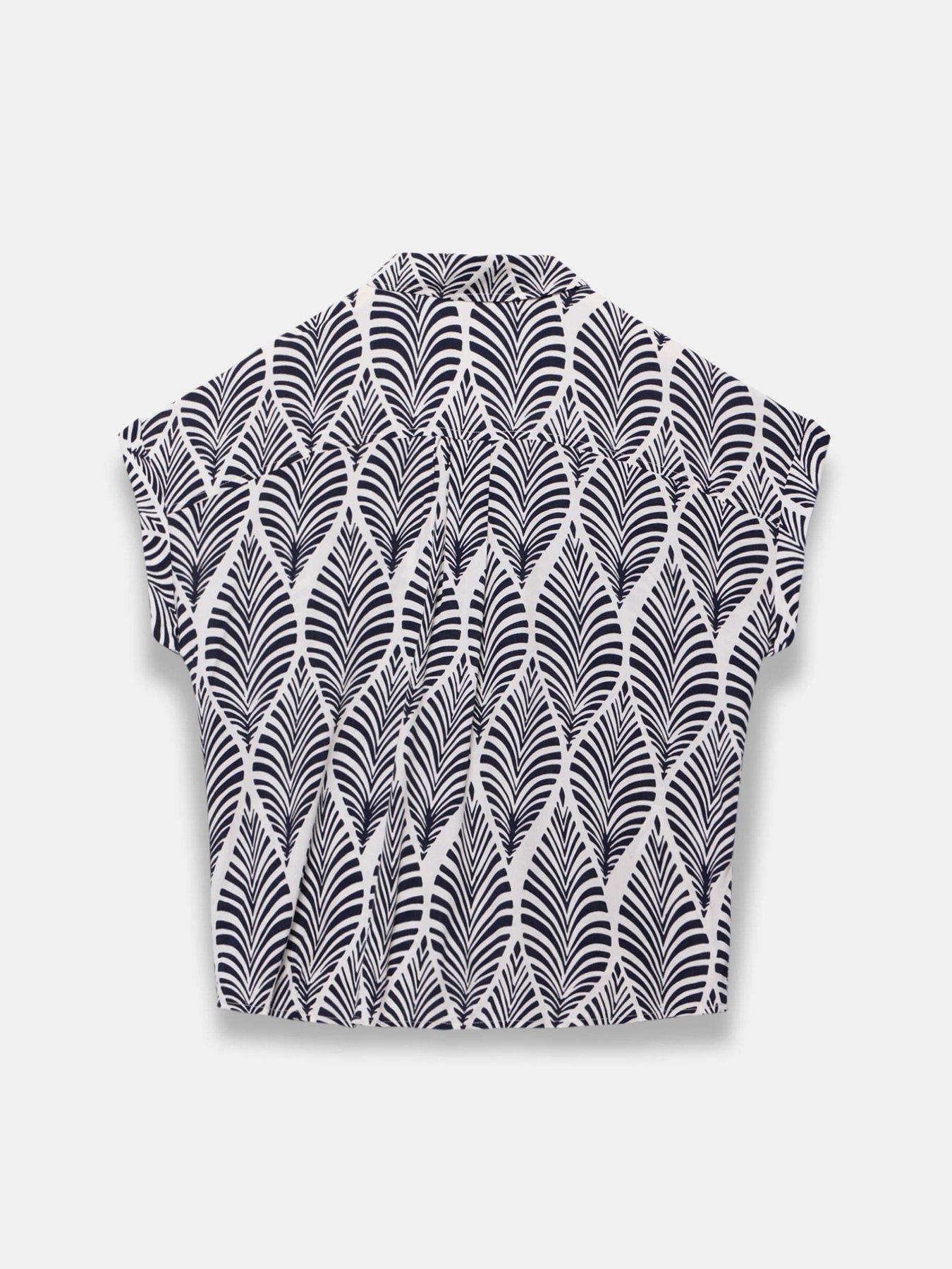  image of mint-velvet-blue-leaf-print-resort-shirt