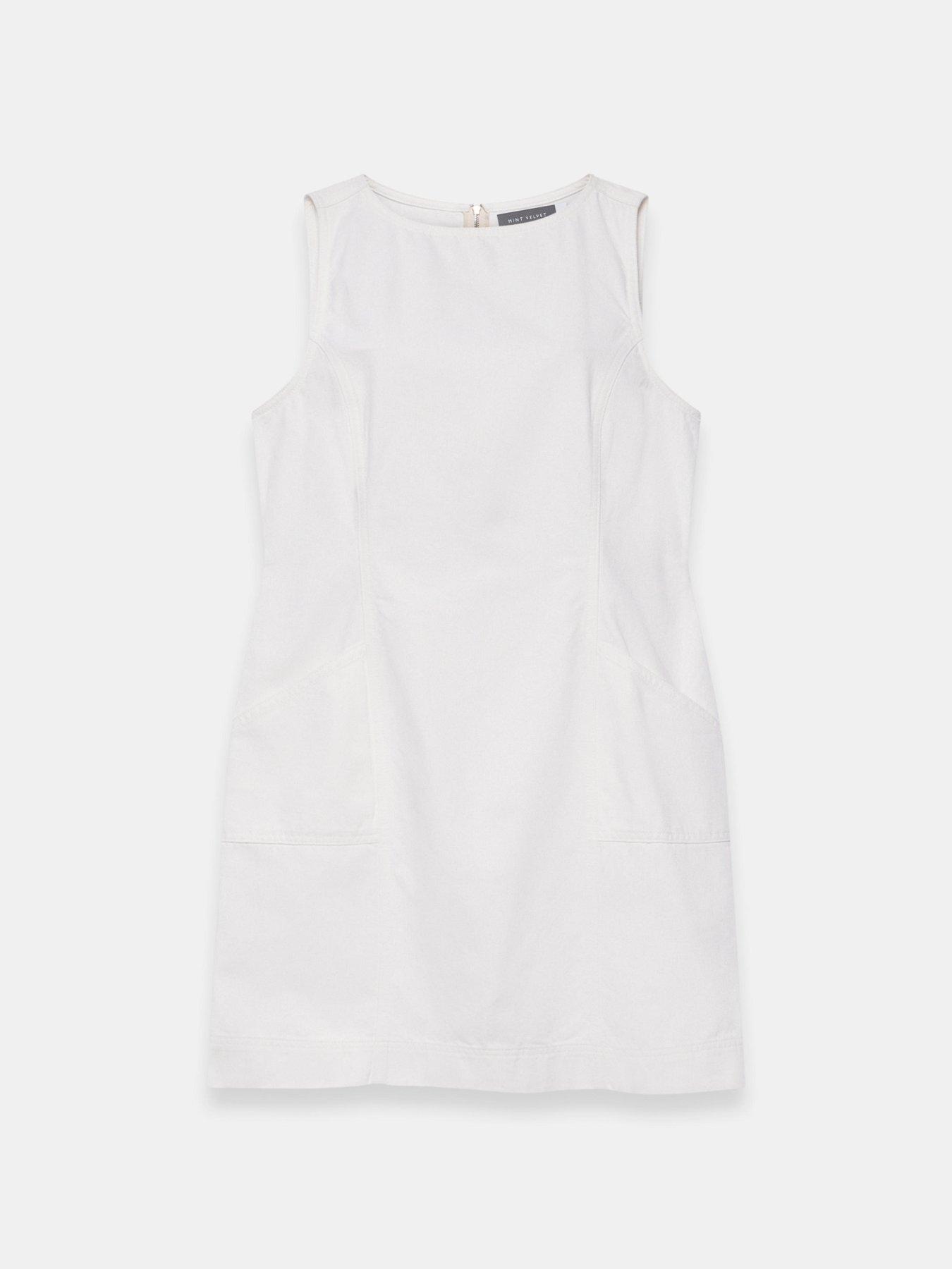 Image 5 of 6 of Mint Velvet Denim Mini Dress - White