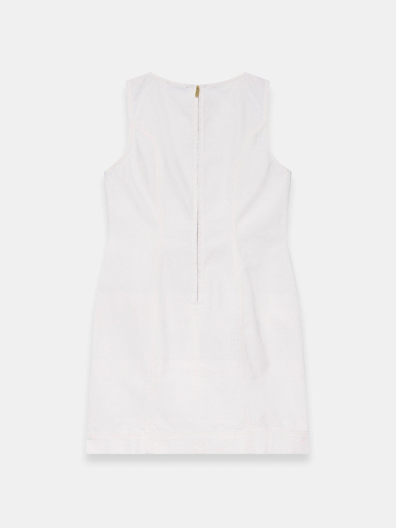 Image 6 of 6 of Mint Velvet Denim Mini Dress - White