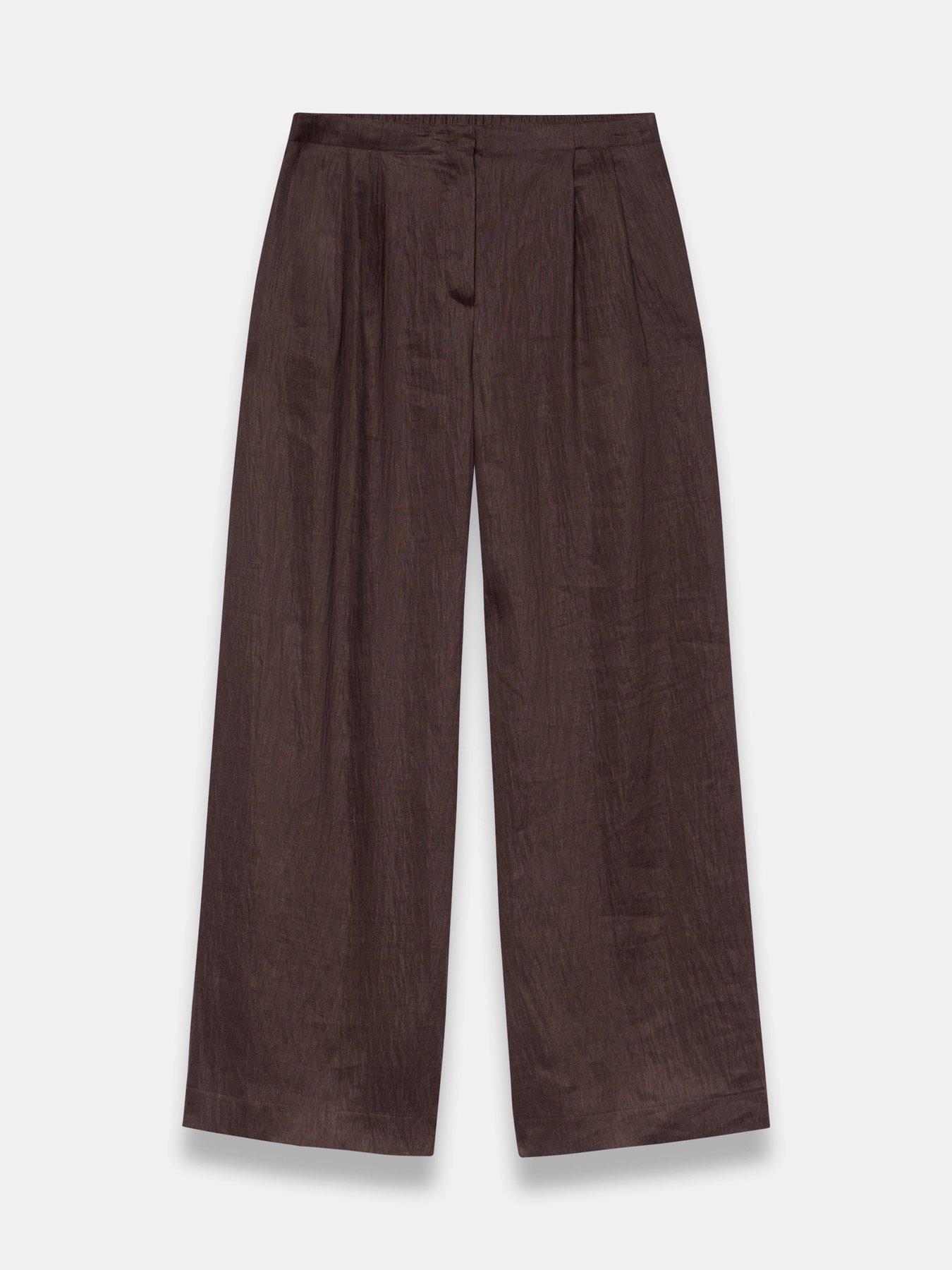 Image 5 of 6 of Mint Velvet Chocolate Linen Wide Trouser