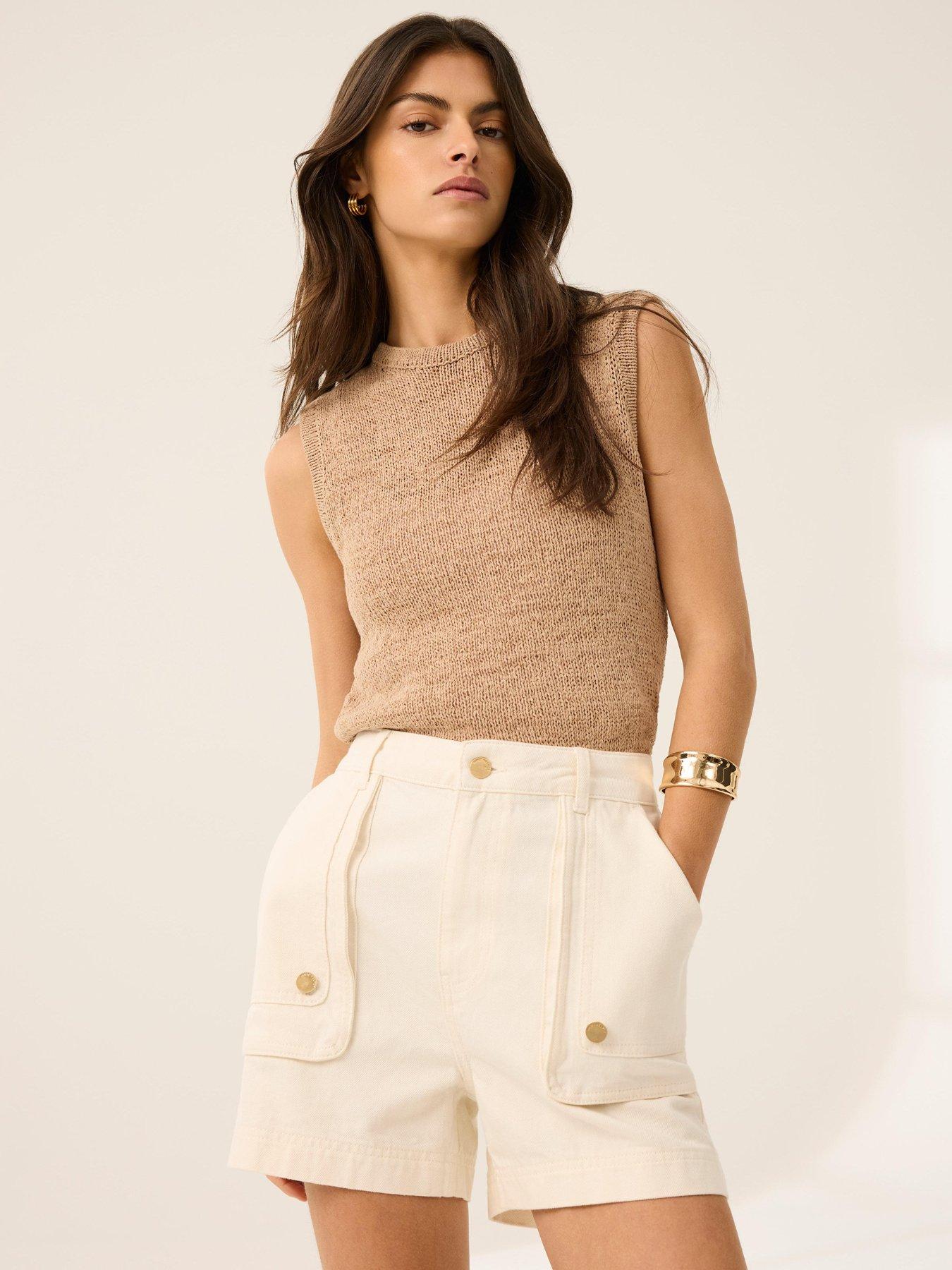  image of mint-velvet-ocket-detail-short-white