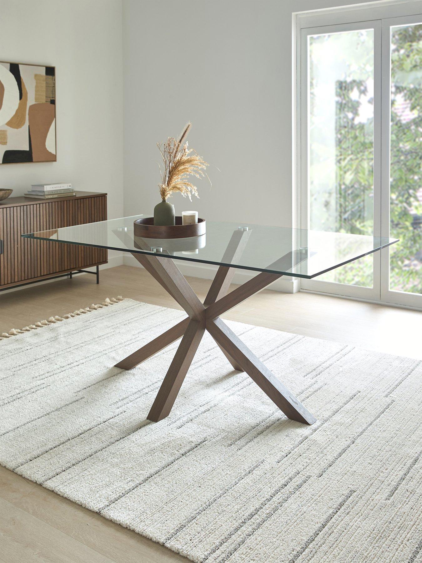 Image 1 of 6 of The Very Collection Rigby 160cm Rectangular Glass Top&nbsp;Dining Table -&nbsp;Walnut - FSC&reg; Certified