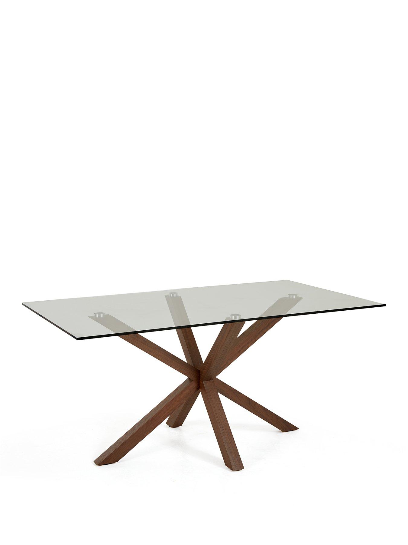 Image 2 of 6 of The Very Collection Rigby 160cm Rectangular Glass Top&nbsp;Dining Table -&nbsp;Walnut - FSC&reg; Certified