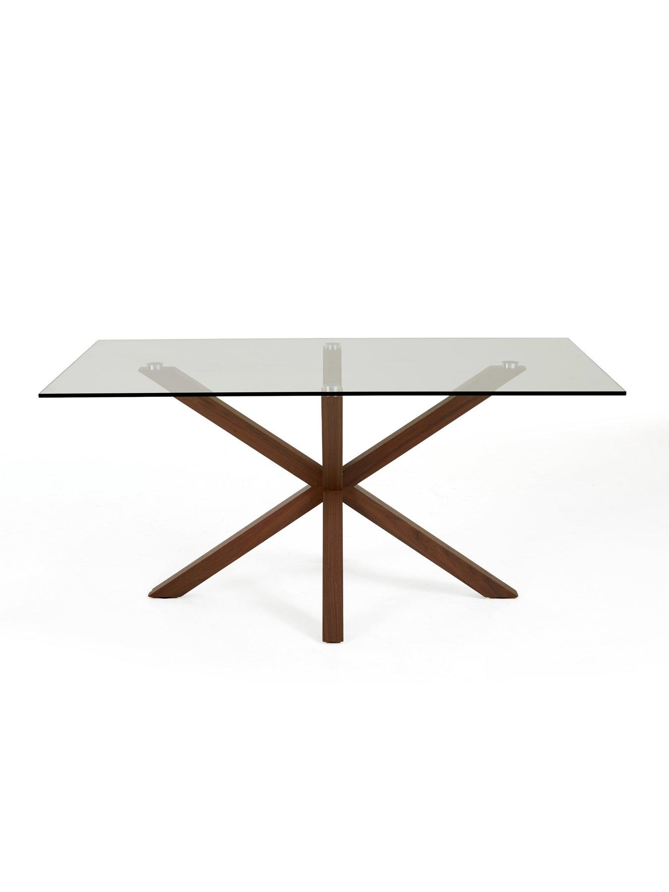 Image 3 of 6 of The Very Collection Rigby 160cm Rectangular Glass Top&nbsp;Dining Table -&nbsp;Walnut - FSC&reg; Certified