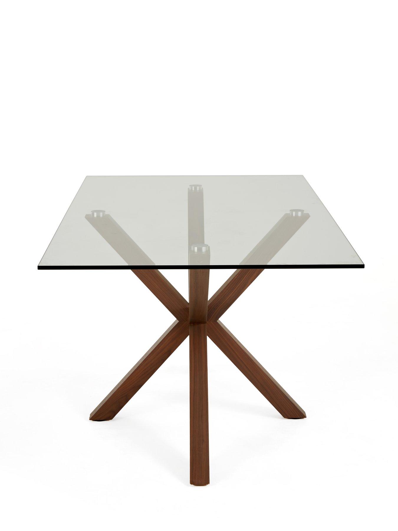 Image 4 of 6 of The Very Collection Rigby 160cm Rectangular Glass Top&nbsp;Dining Table -&nbsp;Walnut - FSC&reg; Certified