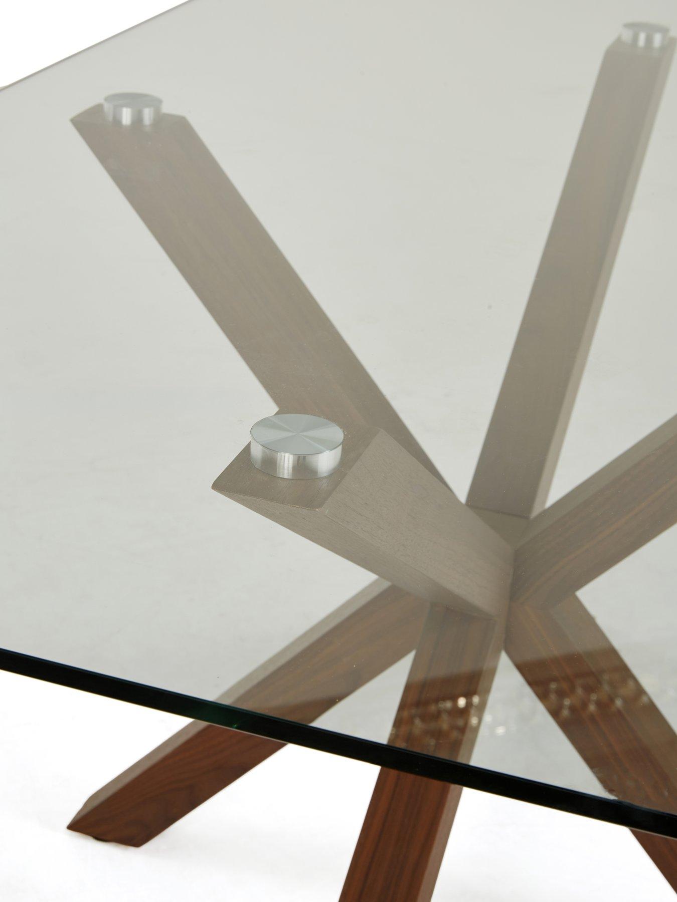 Image 5 of 6 of The Very Collection Rigby 160cm Rectangular Glass Top&nbsp;Dining Table -&nbsp;Walnut - FSC&reg; Certified