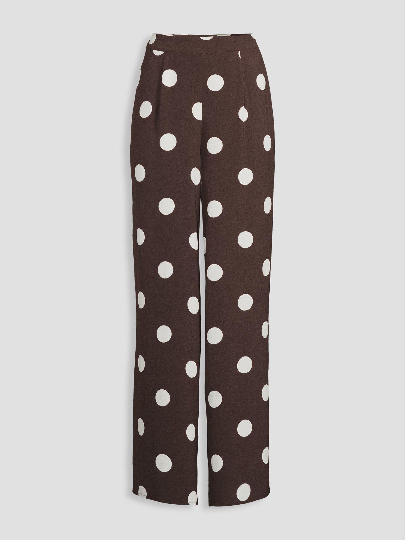 Image 7 of 7 of The Very Collection Polka Dot Wide Leg Co Ord Trousers - Brown