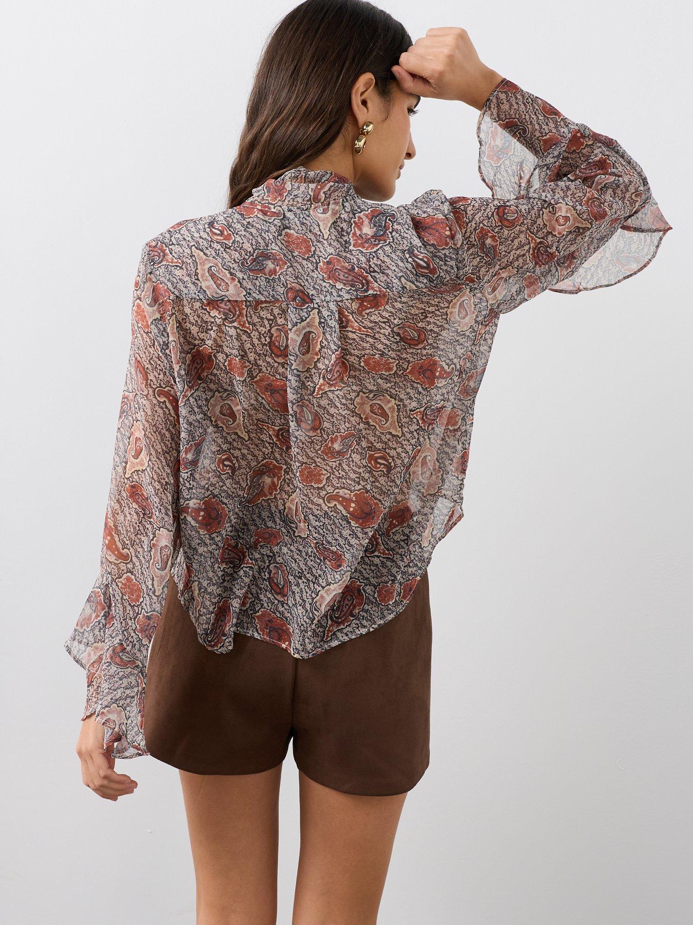 Image 2 of 7 of The Very Collection Tie Neck Paisley Blouse - Print