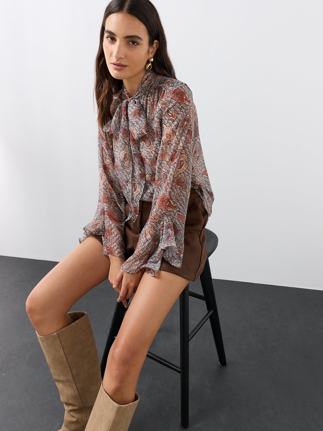 Image 4 of 7 of The Very Collection Tie Neck Paisley Blouse - Print