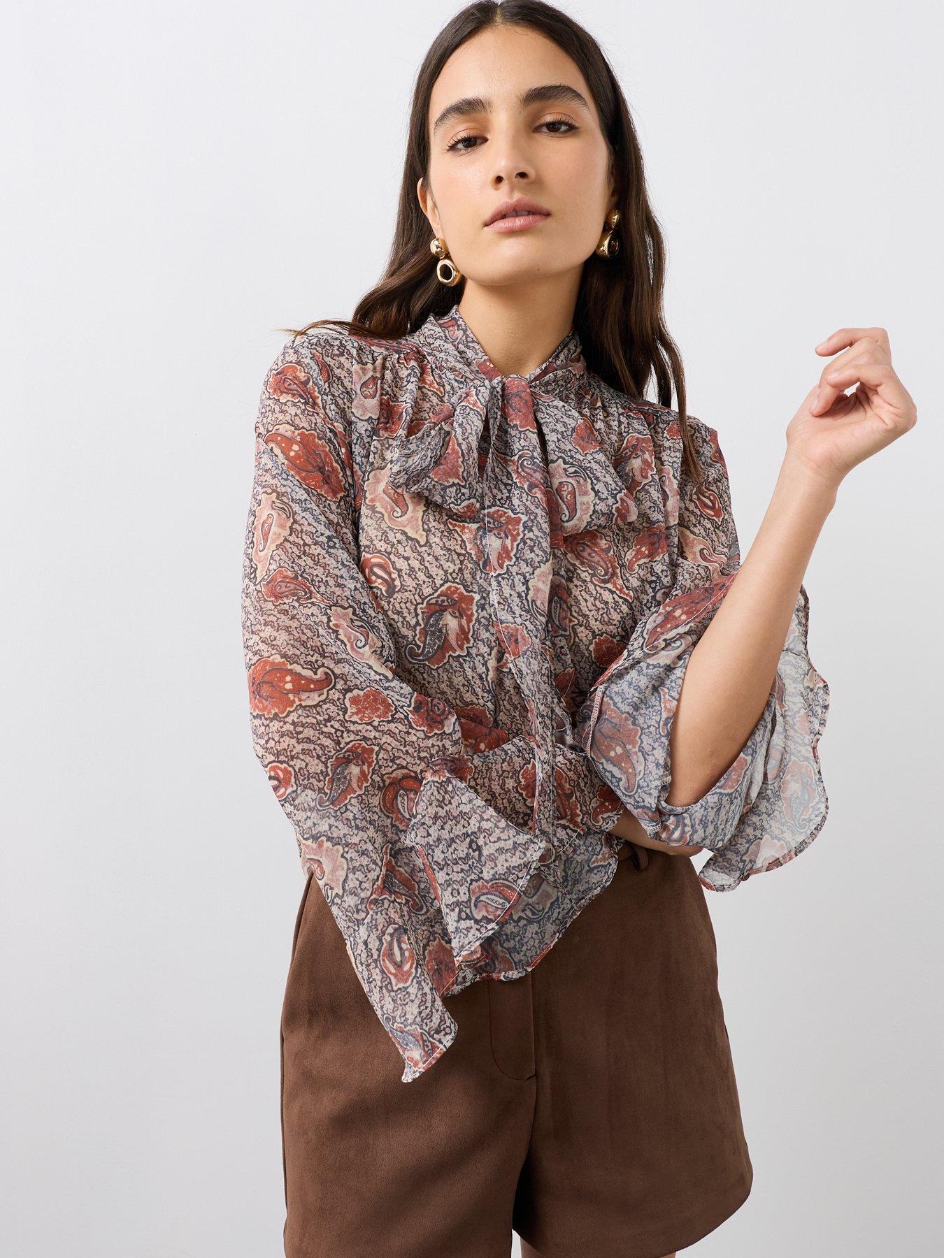 Image 5 of 7 of The Very Collection Tie Neck Paisley Blouse - Print