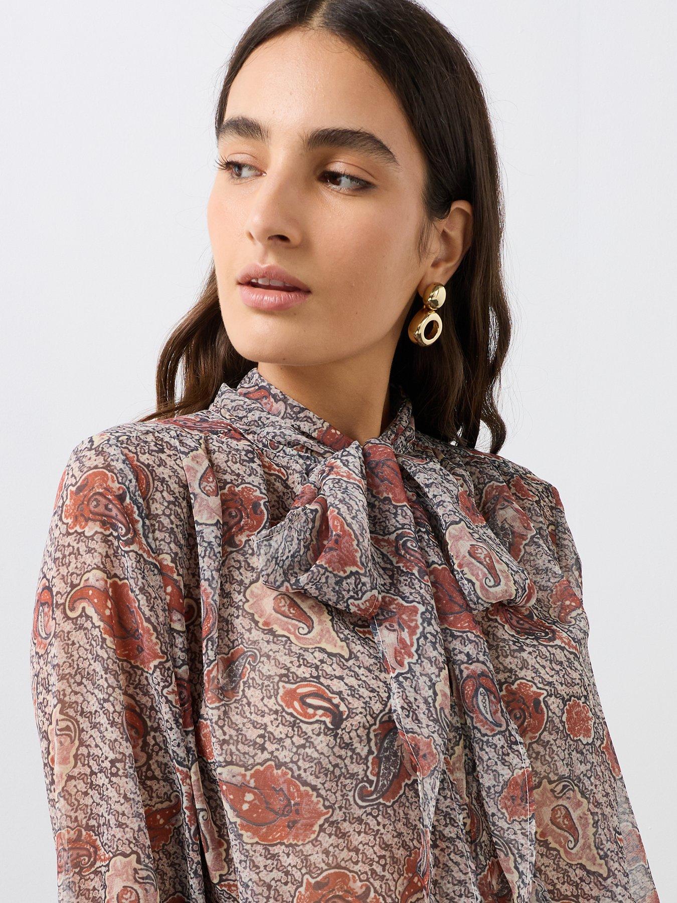 Image 6 of 7 of The Very Collection Tie Neck Paisley Blouse - Print