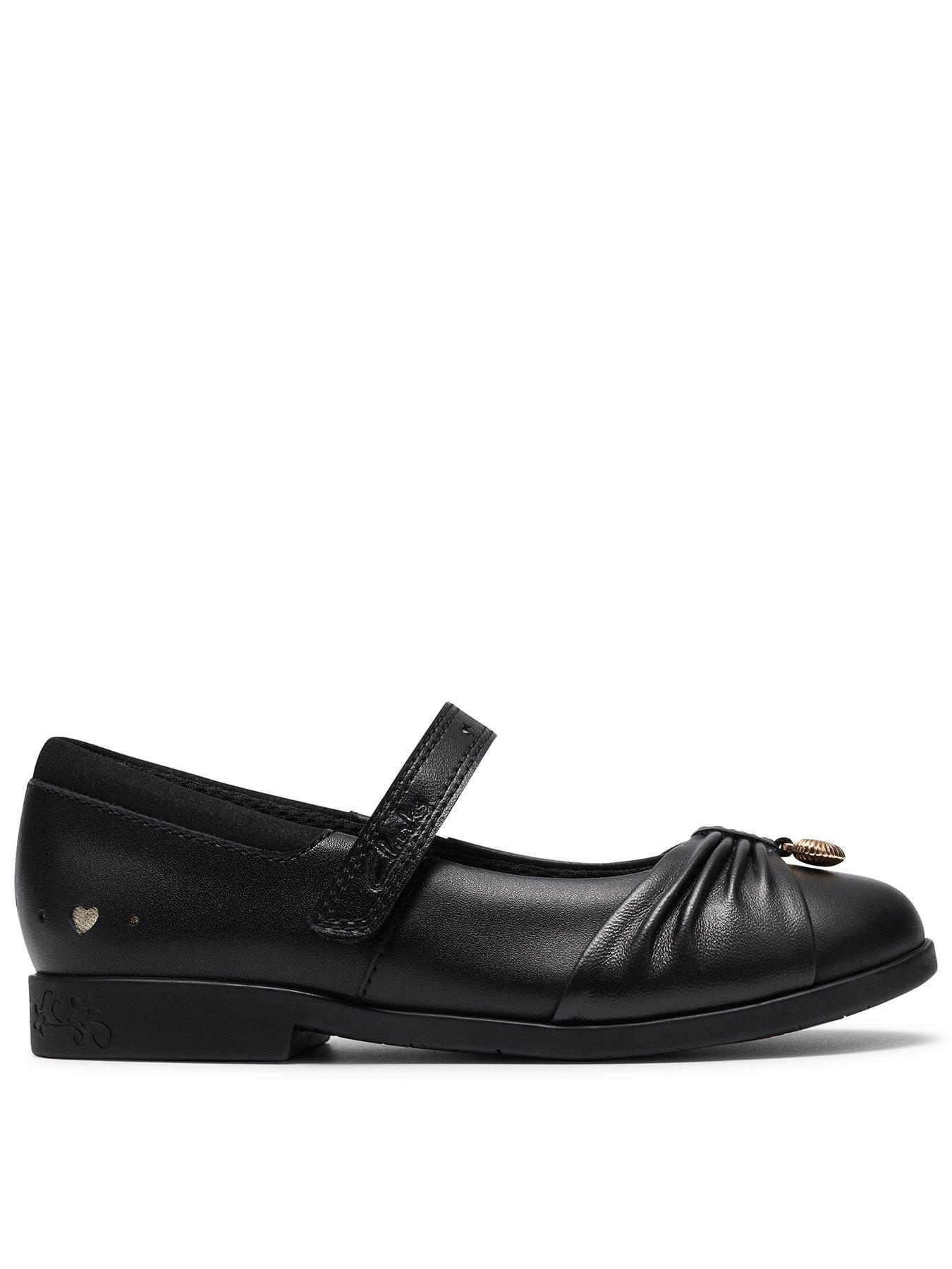 Clarks Junior Relda Magic T-bar Patent Shoe - Black