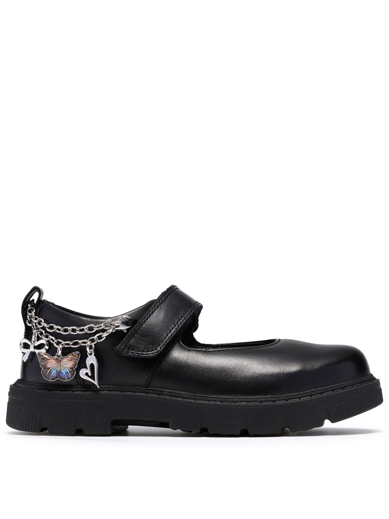 Clarks Kids Lorcam Charm Leather Shoe - Black