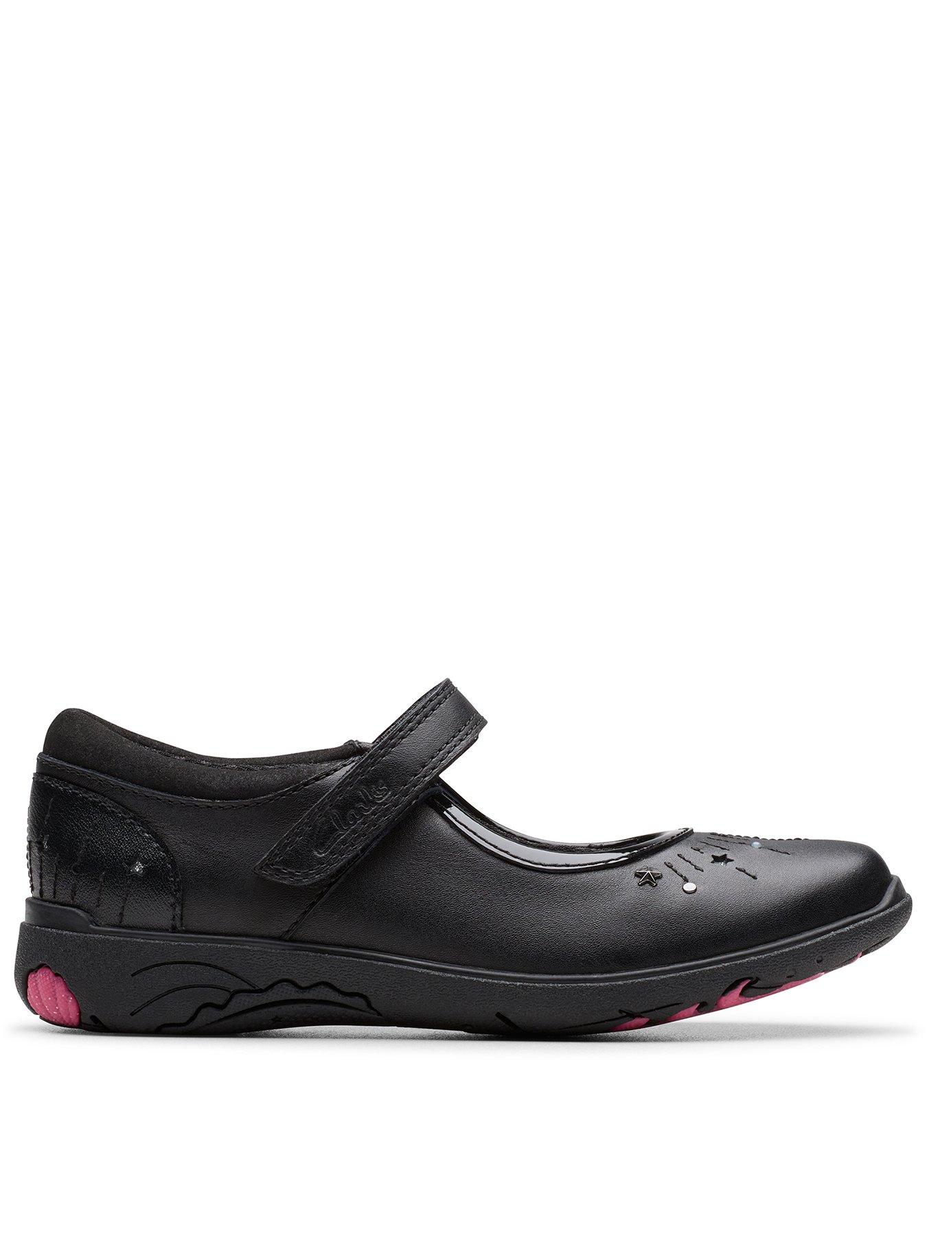 Image 1 of 6 of Clarks Kids Relda Wish Leather Mary-jane Shoe - Black