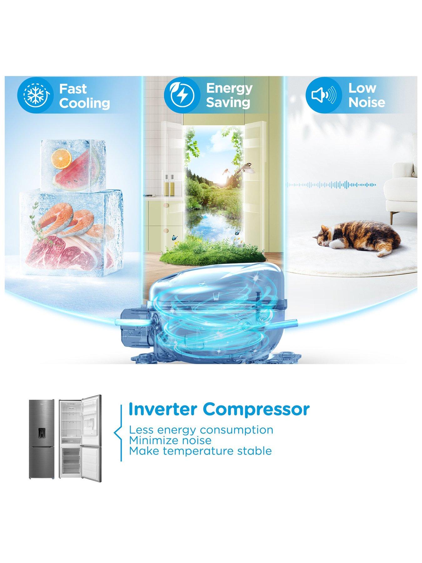  image of midea-mdrb424fgd46w-super-cool-technology-60cm-fridge-freezer-inox