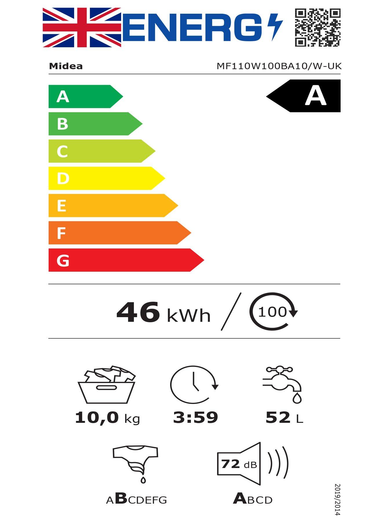 Image 7 of 7 of Midea Midea MF110W100BA10/W 10kg Washing Machine White