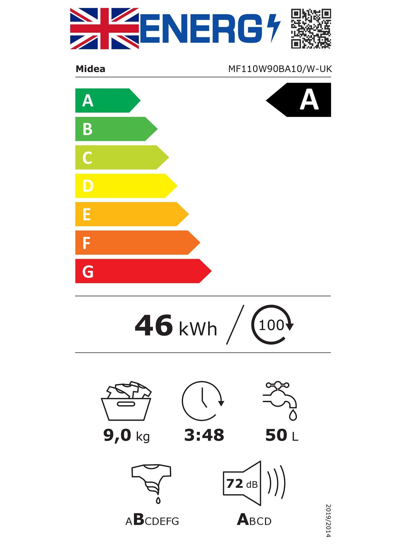 Image 7 of 7 of Midea MF110W90BA10/W 9kg Washing Machine White