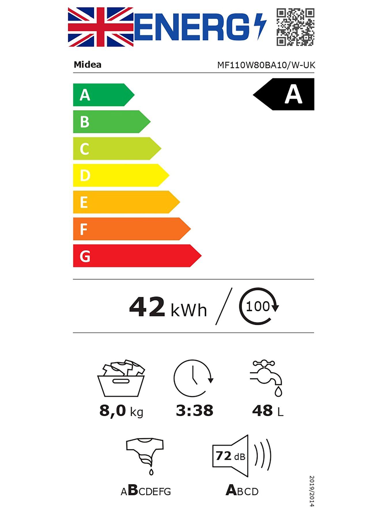 Image 7 of 7 of Midea Midea MF110W80BA10/W 8kg Washing Machine White