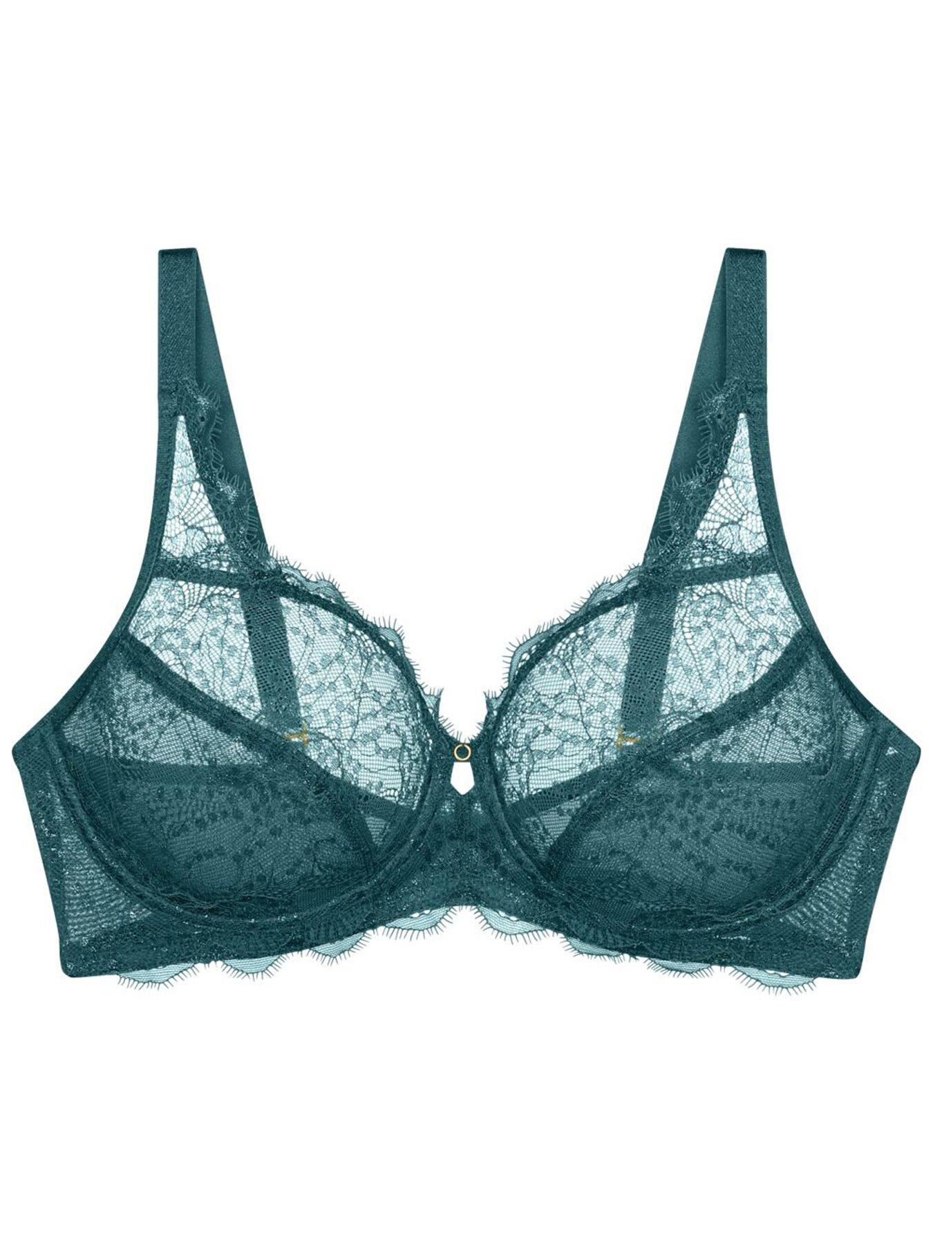 Image 5 of 5 of Triumph Womens Amourette Sparkle Lace Underwired Bra - Green