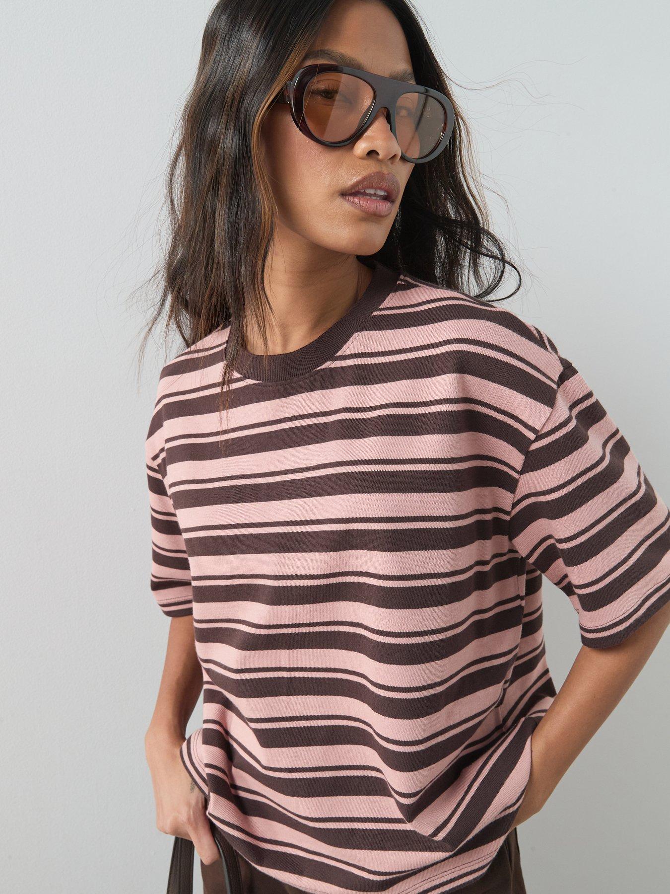 The Very Collection Heavy Weight Stripe Tshirt - Pink Stripe