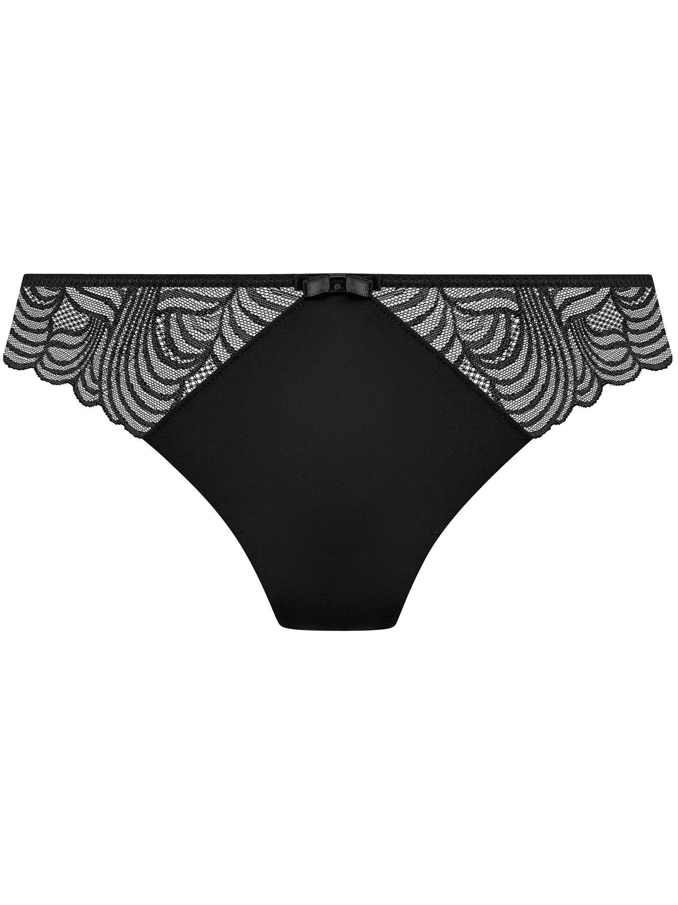 Image 5 of 5 of Freya Womens Lace Smooth Panel Thong - Black