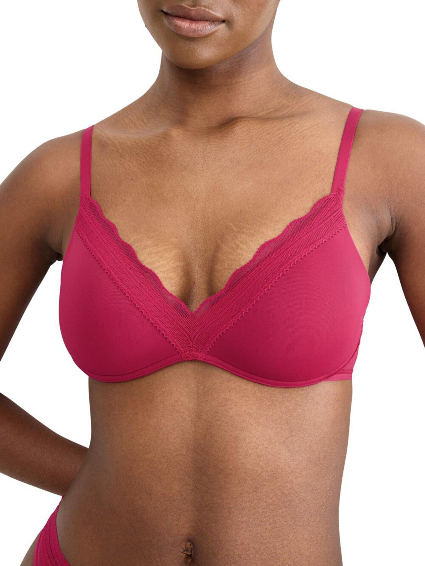 Image 1 of 5 of Sloggi Womens Push-Up Smooth Lace Trim Bra - Red