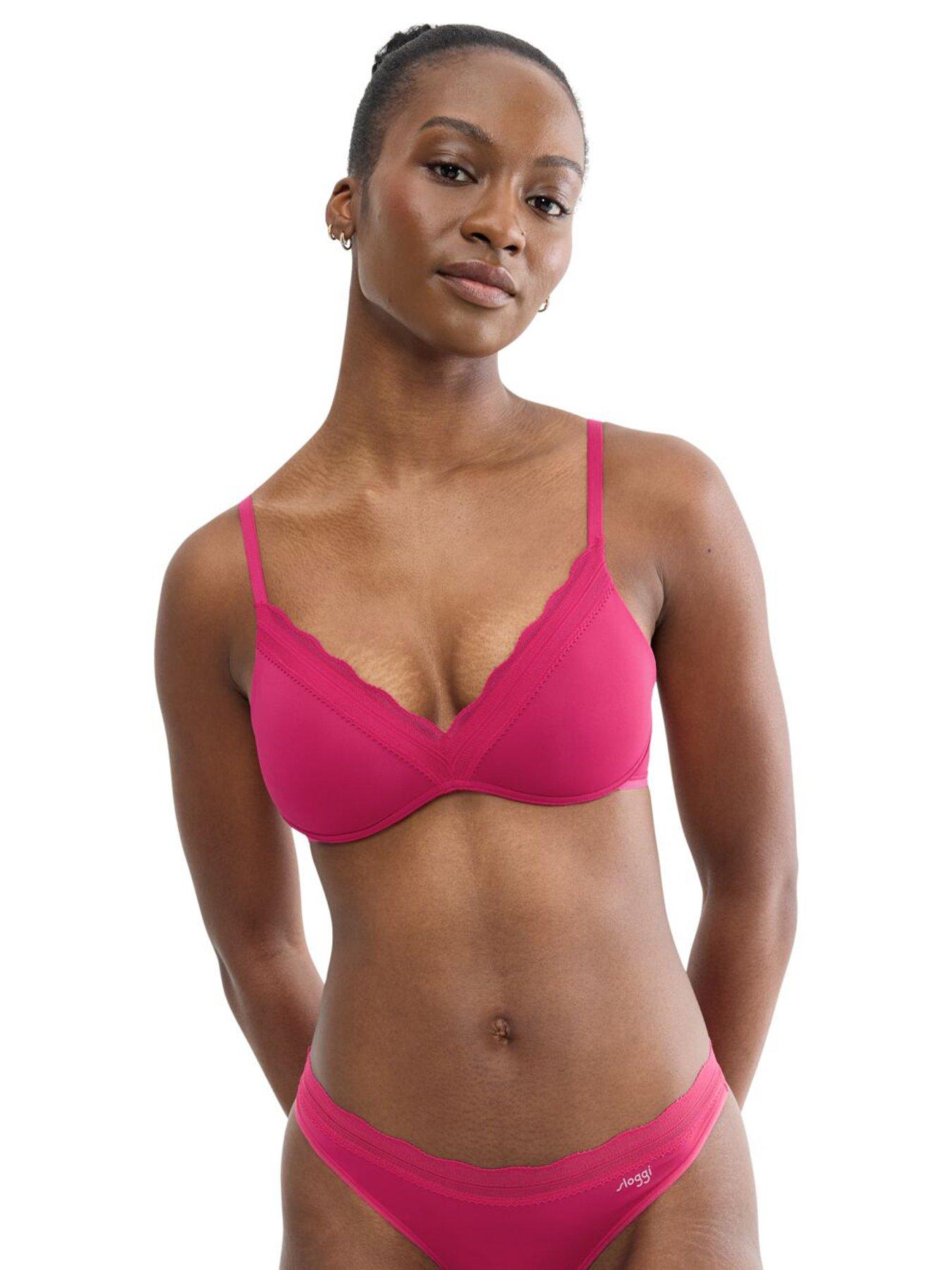 Image 3 of 5 of Sloggi Womens Push-Up Smooth Lace Trim Bra - Red