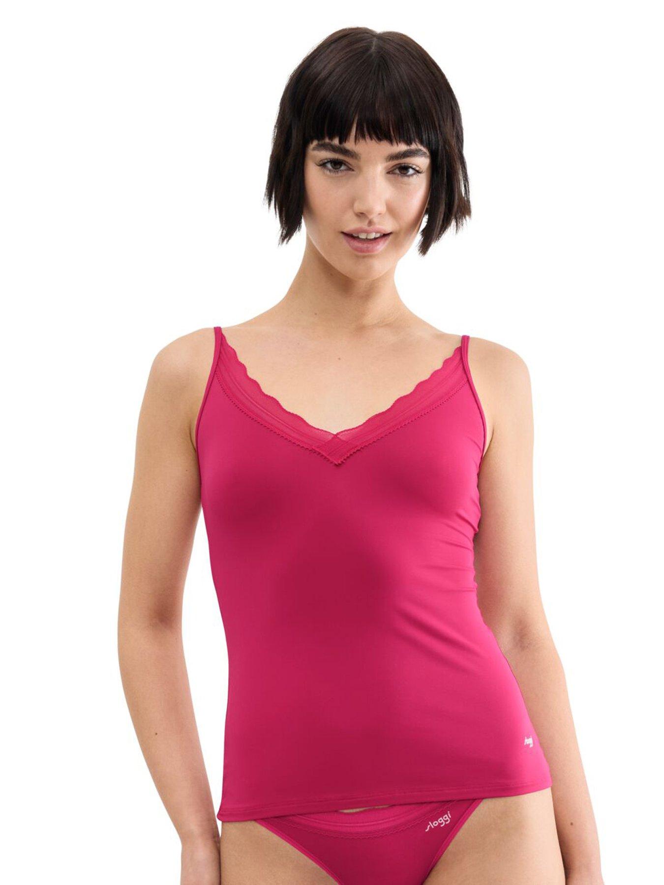 Image 1 of 5 of Sloggi Womens Slim Fit Backless Adjustable Strap Camisole - Berry