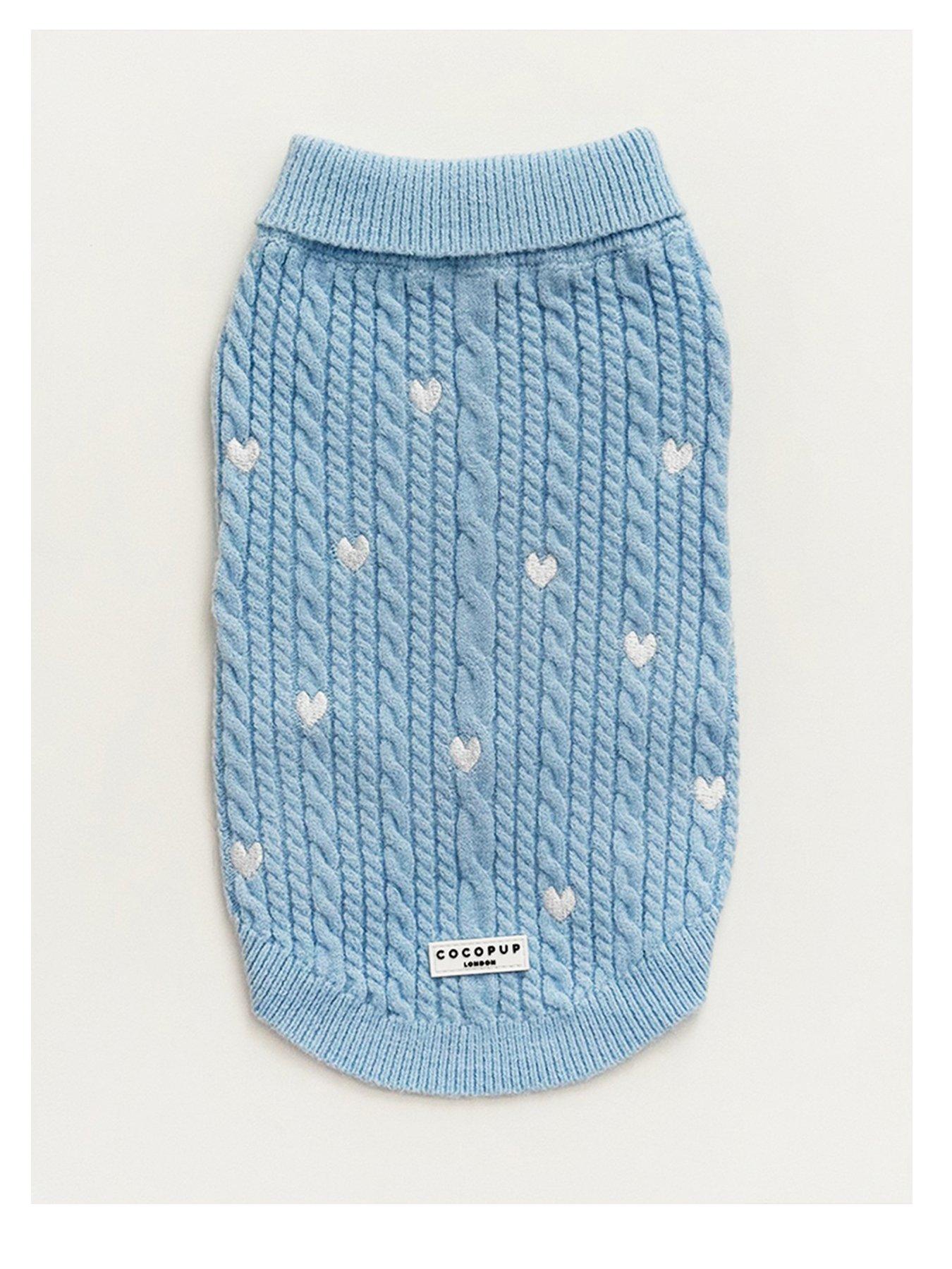 Cocopup Blue Heartstrings Cable Knit Dog Jumper