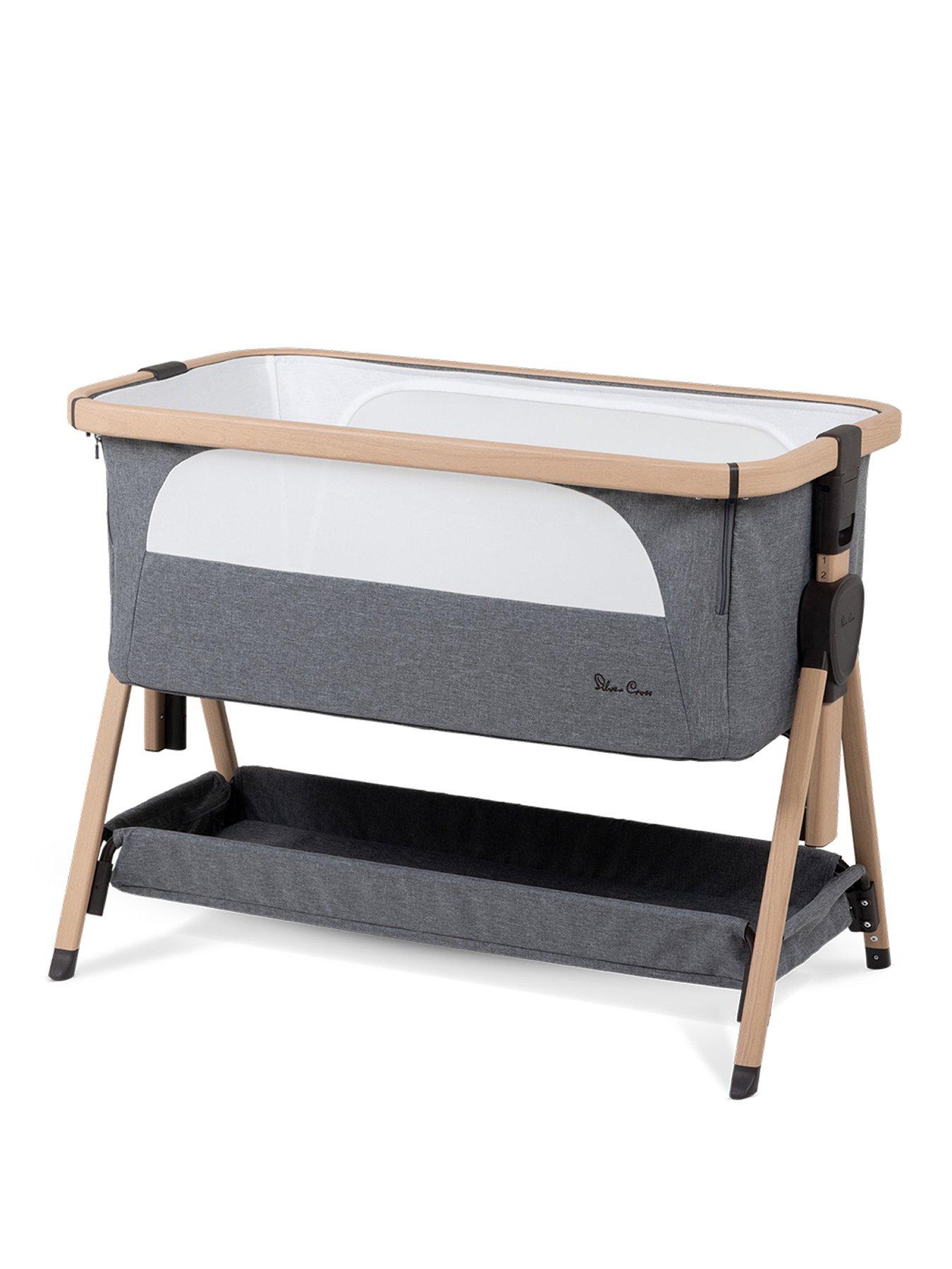 Image 2 of 8 of Silver Cross Lunar bed side Crib Whisper Grey