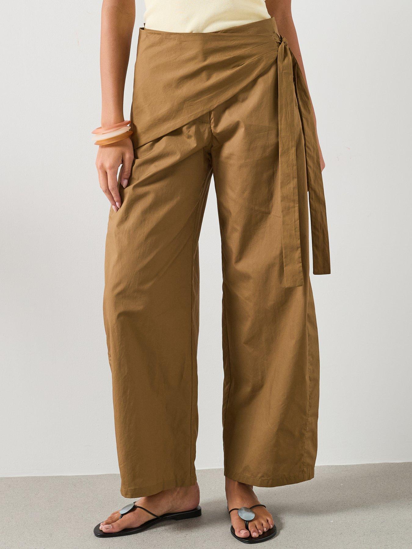 Mango Straight-leg Trousers With Detachable Scarf - Khaki