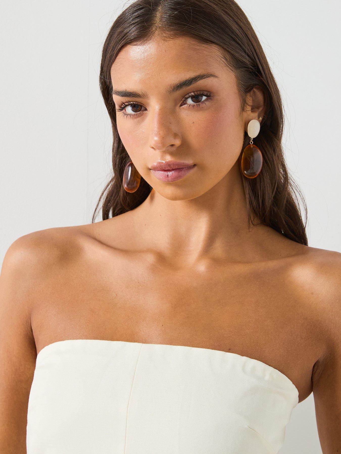 Image 4 of 6 of Mango Linen Co-ord Strapless Top - White