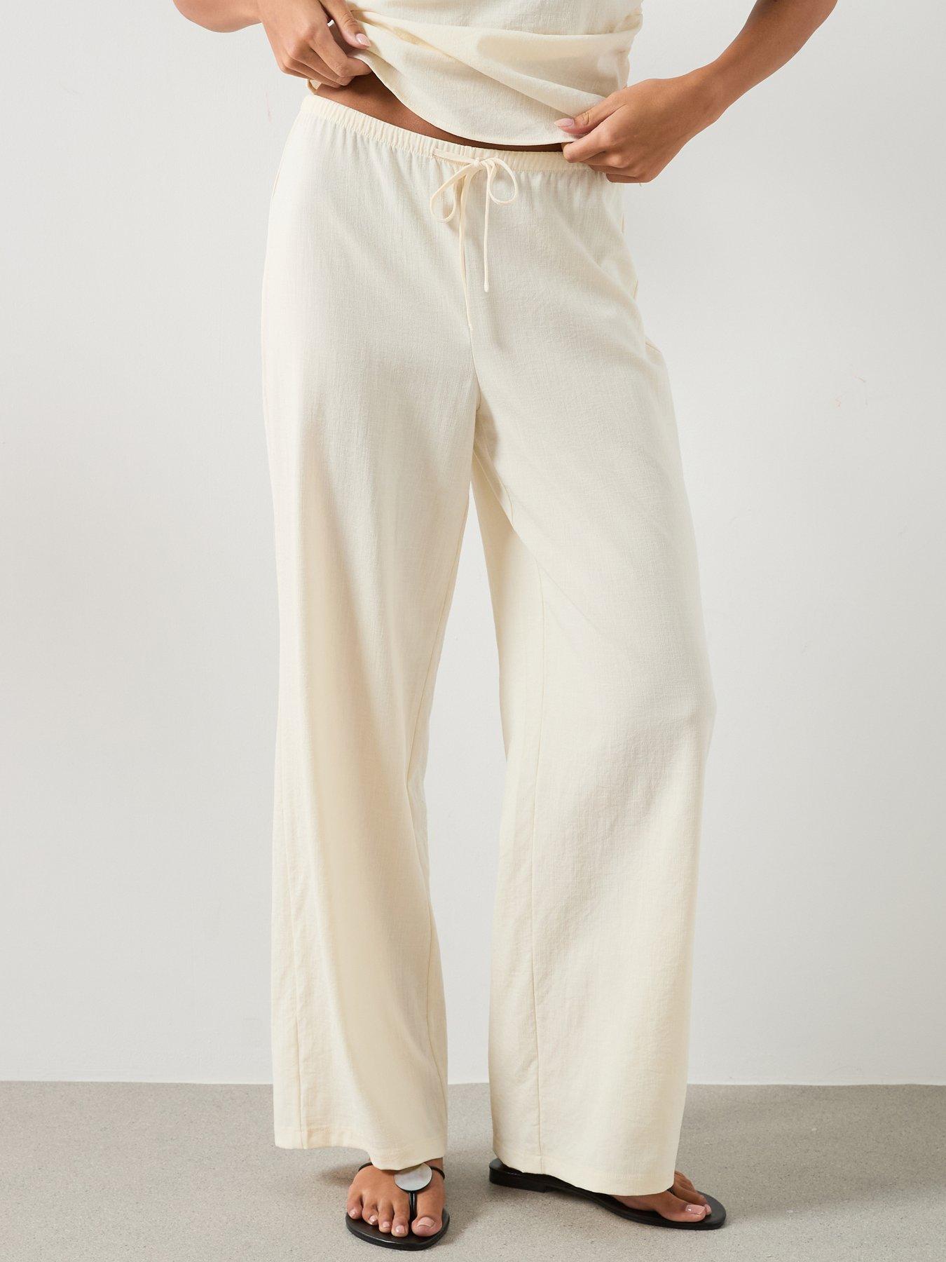 Mango Straight Mid-Rise Trousers - Ecru