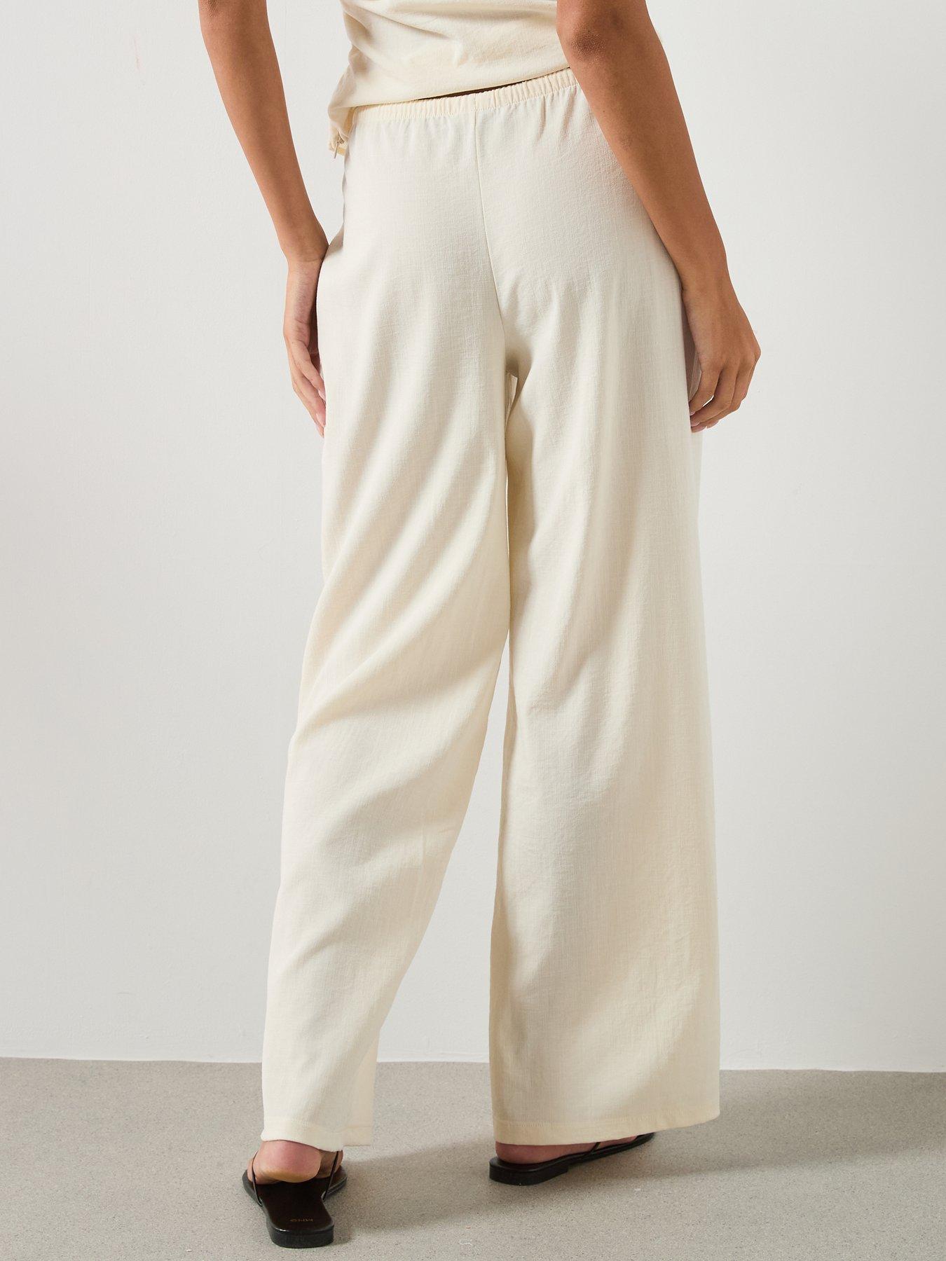 Image 2 of 6 of Mango Straight Mid-Rise Trousers - Ecru
