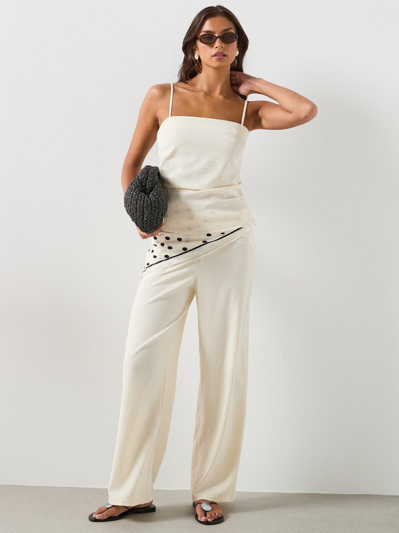 Image 3 of 6 of Mango Straight Mid-Rise Trousers - Ecru