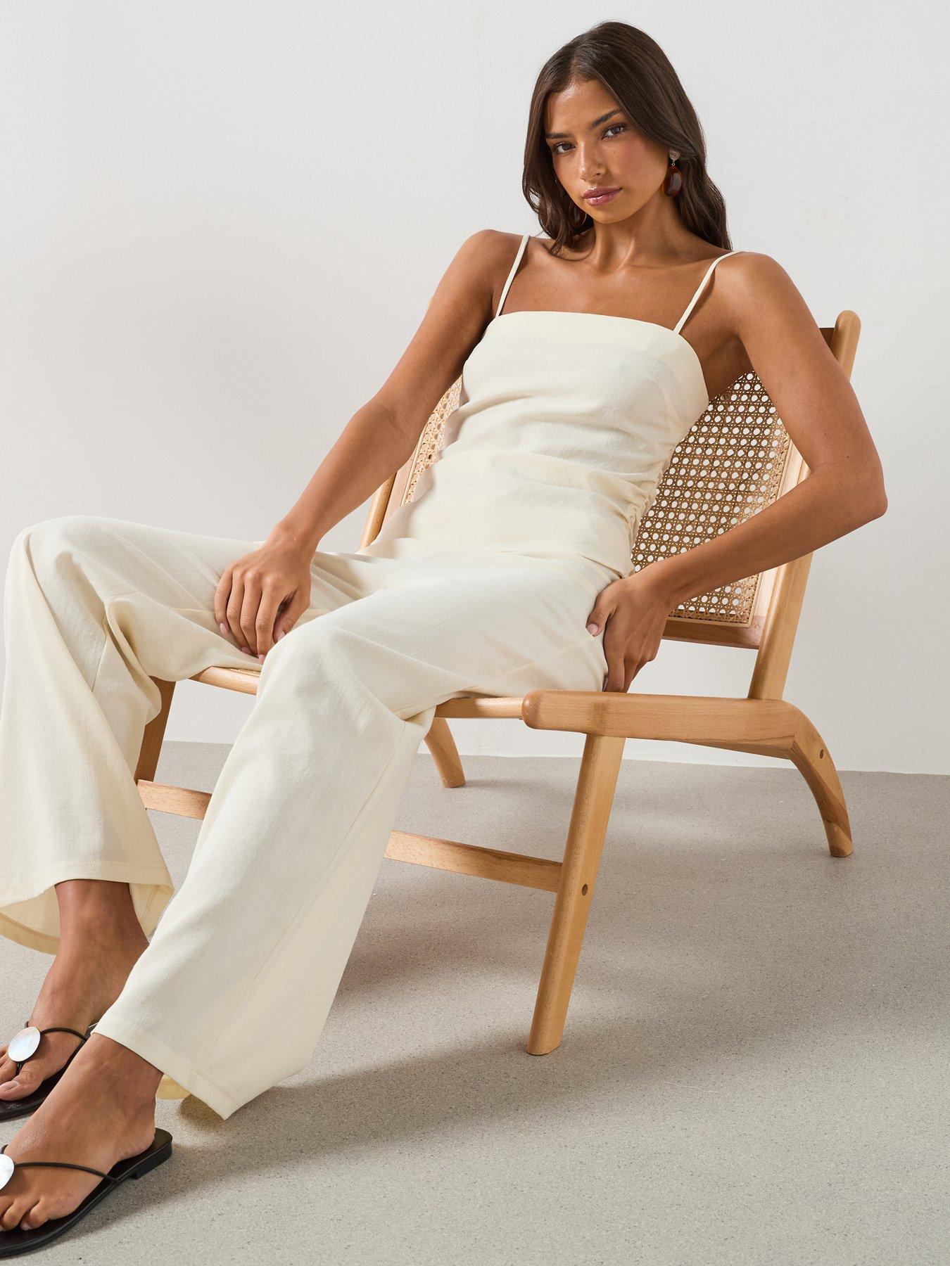 Image 6 of 6 of Mango Straight Mid-Rise Trousers - Ecru