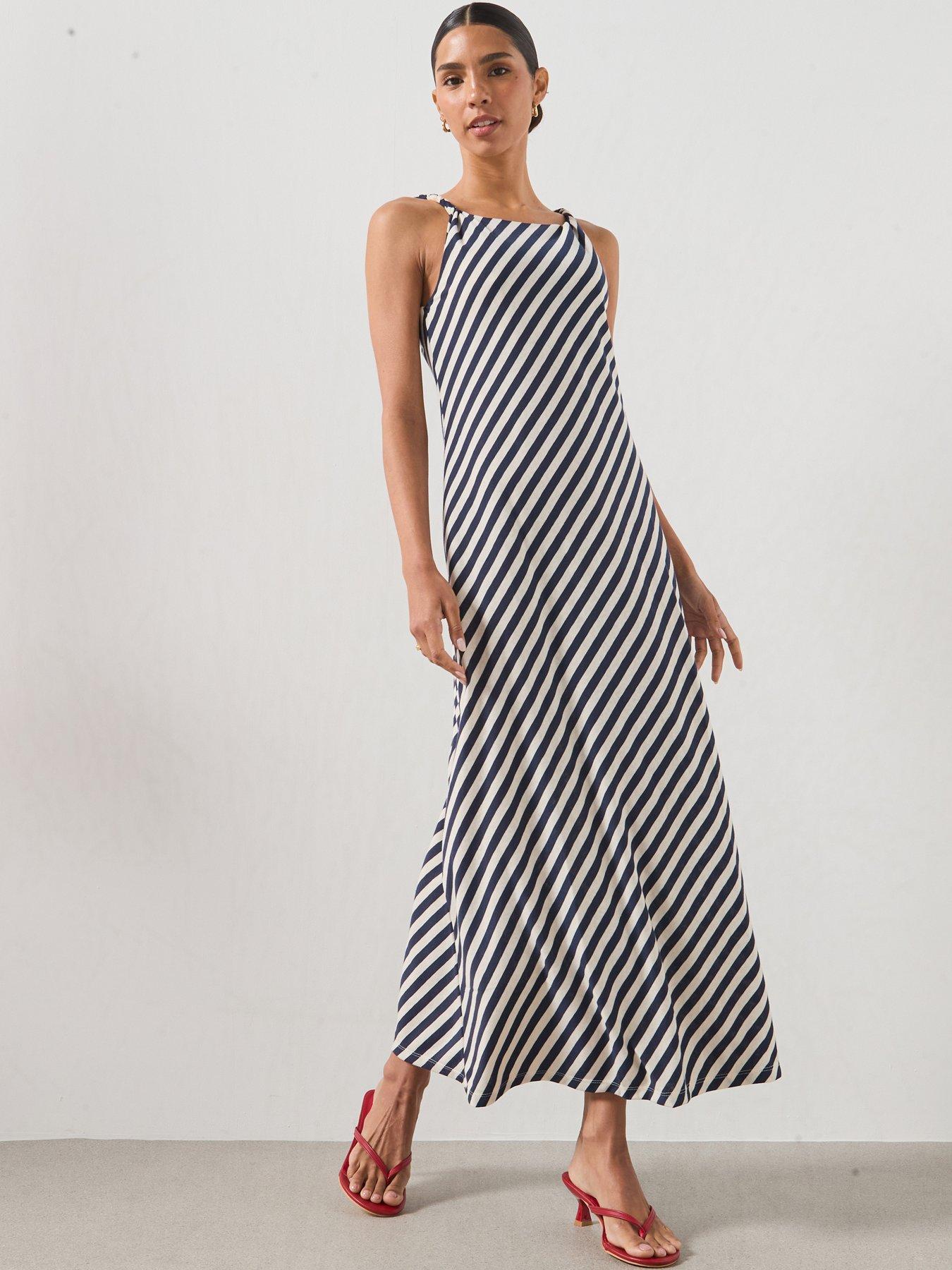 Mango Knitted Dress With Draped Straps - Blue