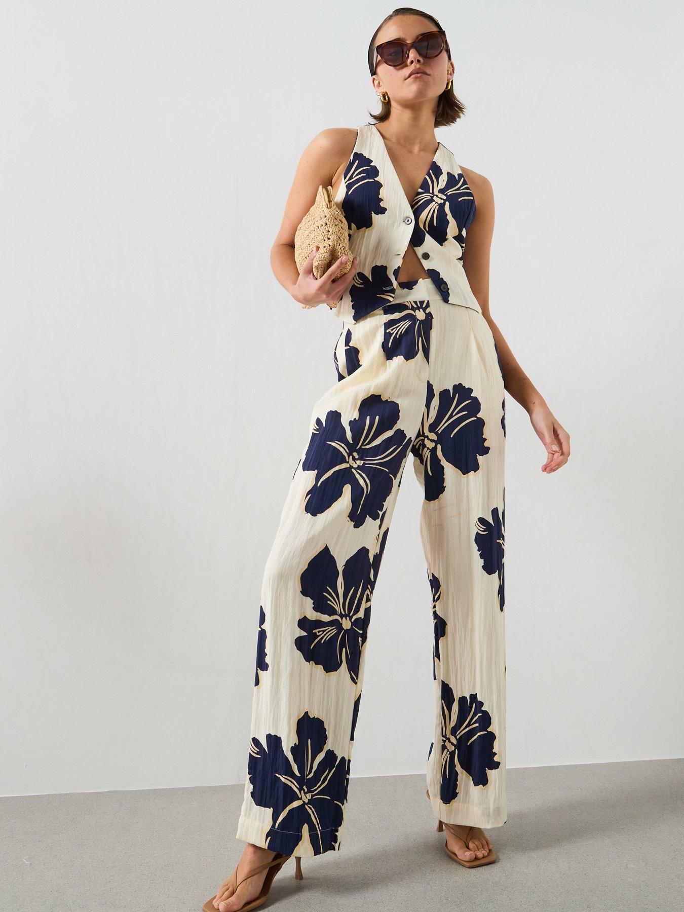 Mango Floral Print Lyocell Straight-Leg Trousers - Off White