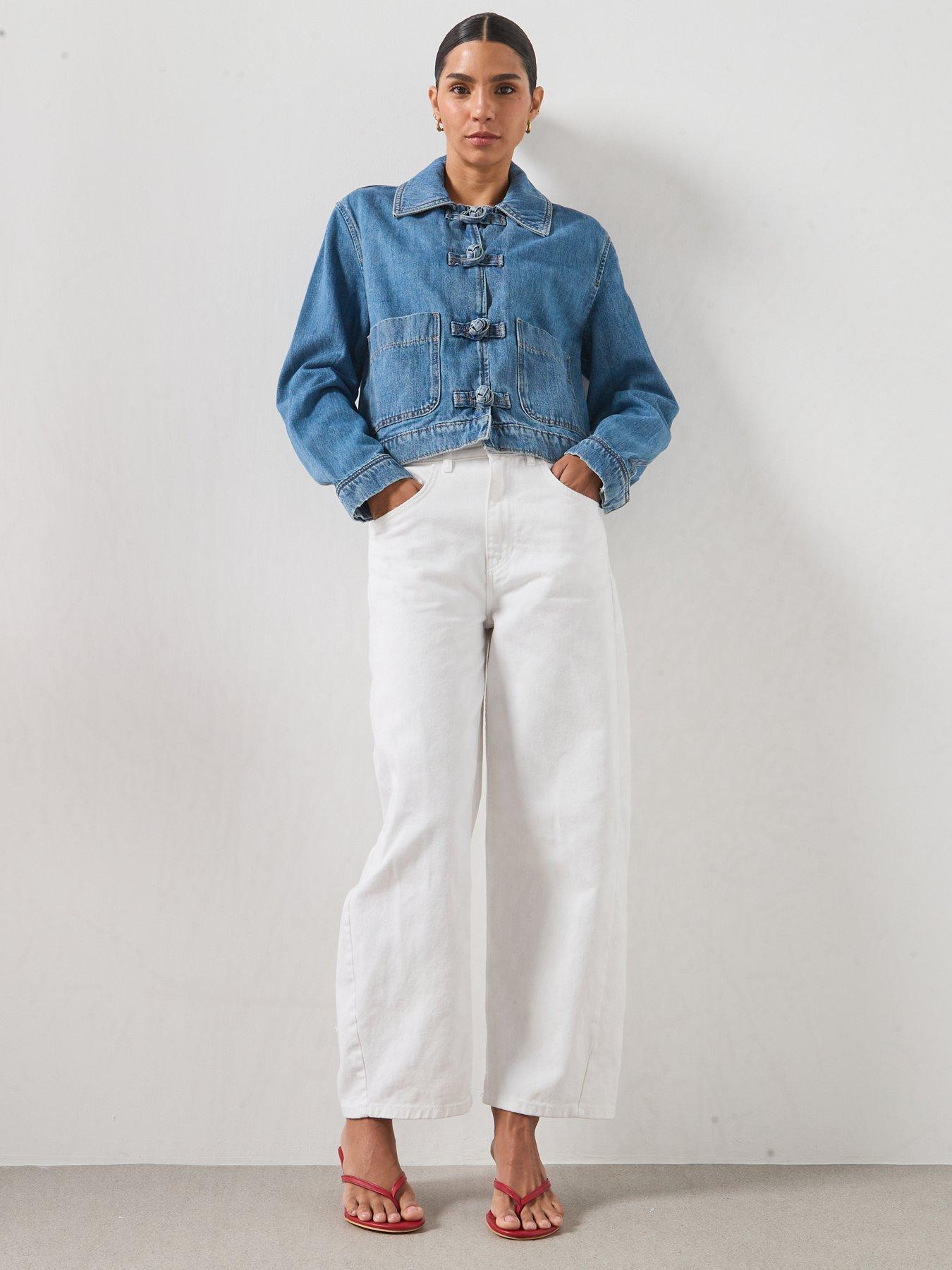 Image 3 of 6 of Mango Denim Jacket with Toggle Details - Medium Blue