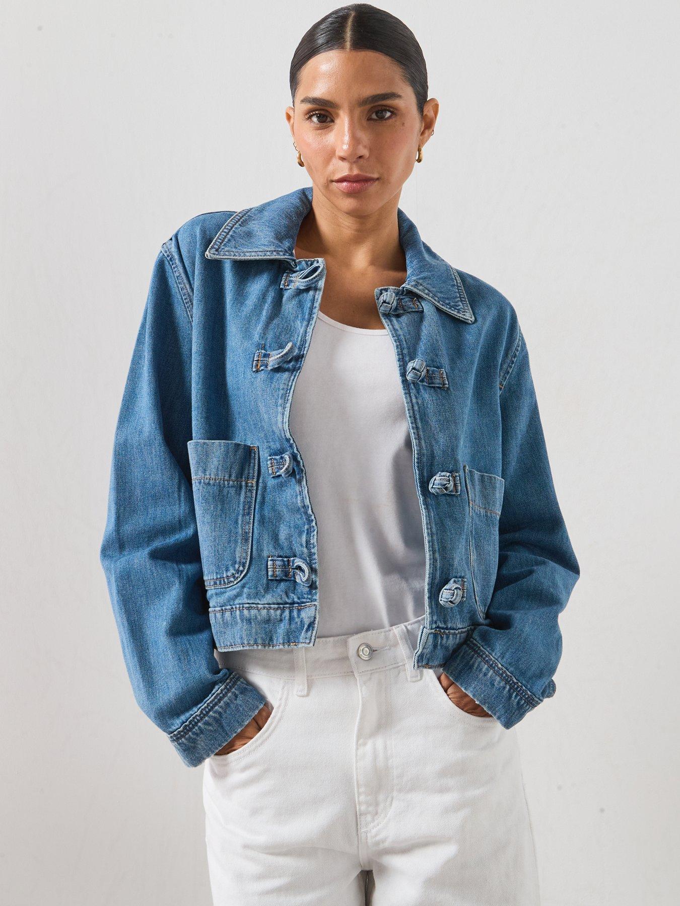 Image 5 of 6 of Mango Denim Jacket with Toggle Details - Medium Blue