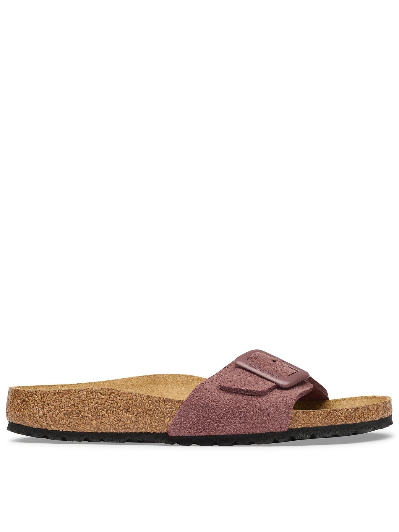 Birkenstock Womens Madrid Cushion Buckle Suede Leather Sandal - Pepper