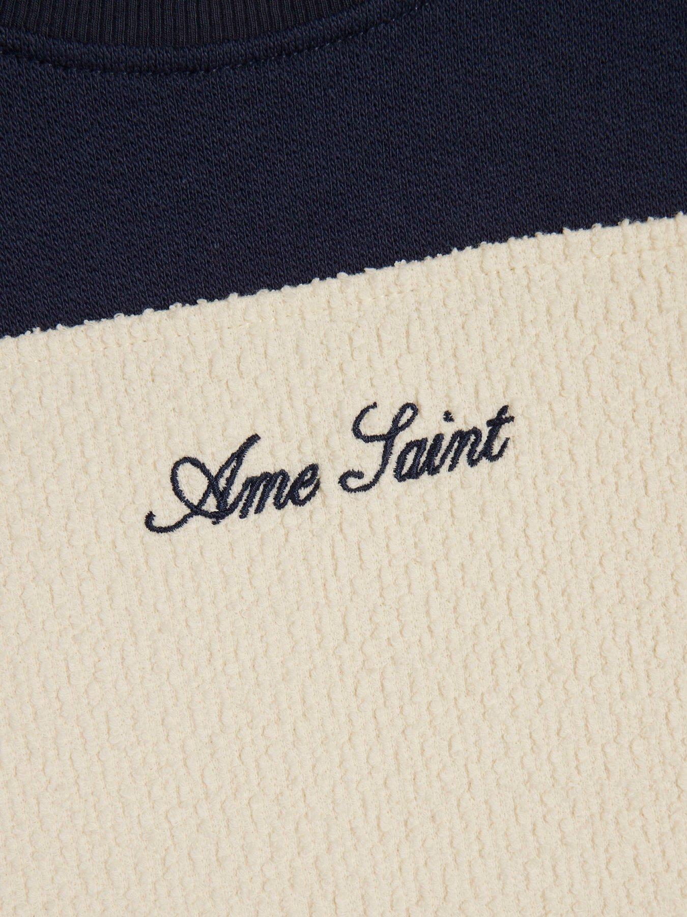 Image 5 of 5 of River Island Men's Oversized Cotton Ame Saint Stripe T-Shirt - Navy