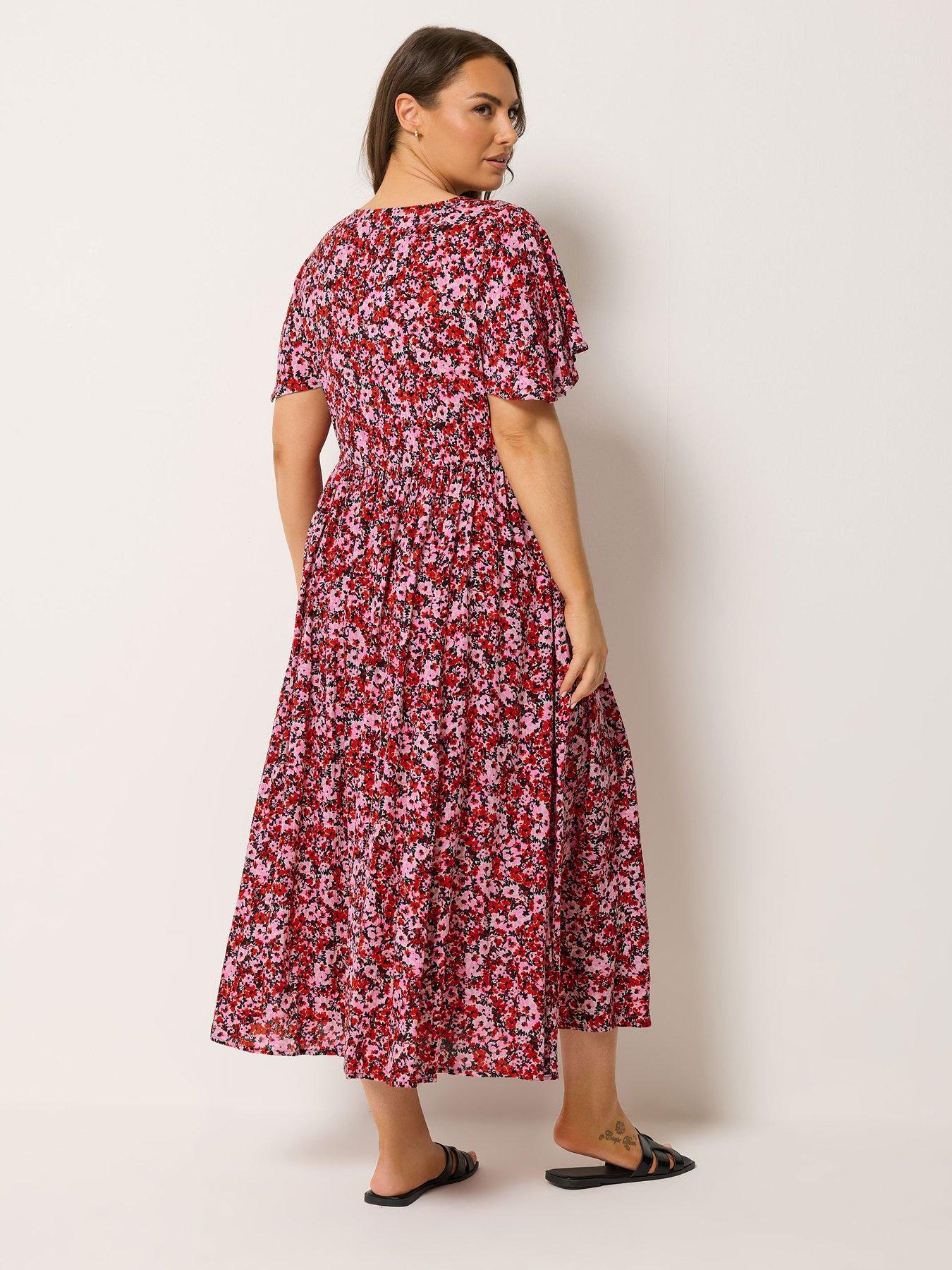 Image 2 of 4 of Yours Curve Smock Crinkle Maxi Dress