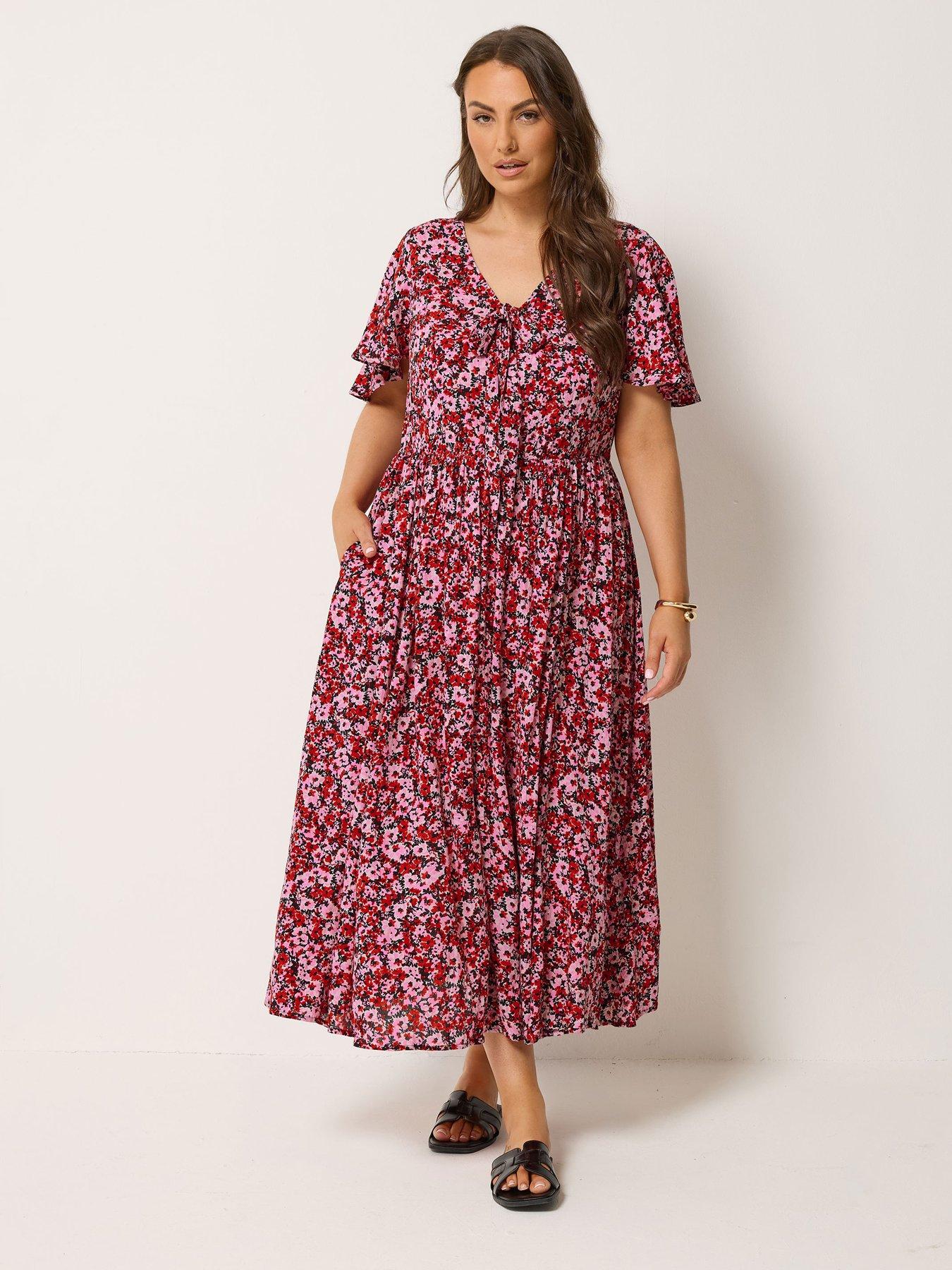 Image 3 of 4 of Yours Curve Smock Crinkle Maxi Dress