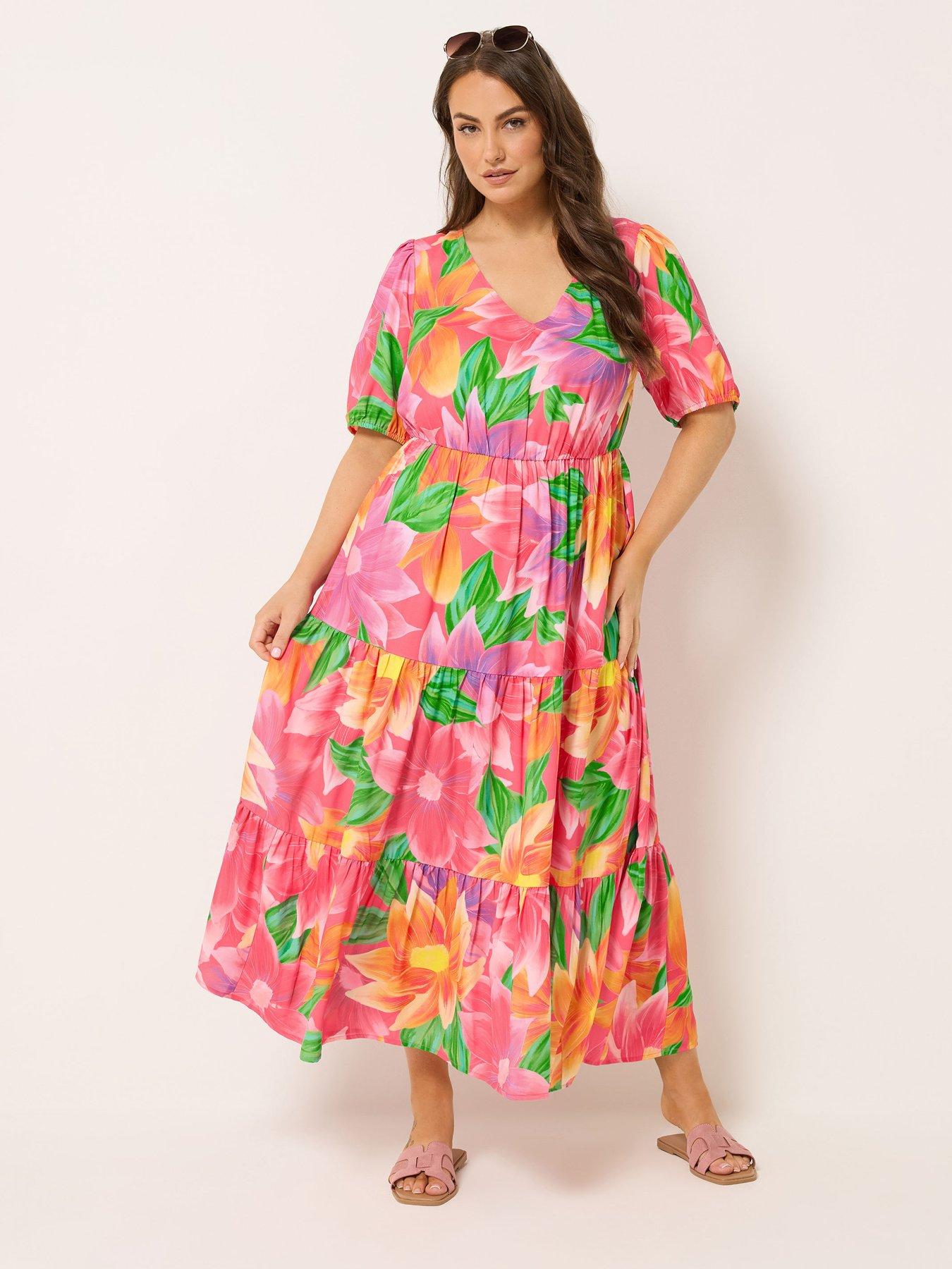 Yours Curve Floral Maxi Dress - Pink
